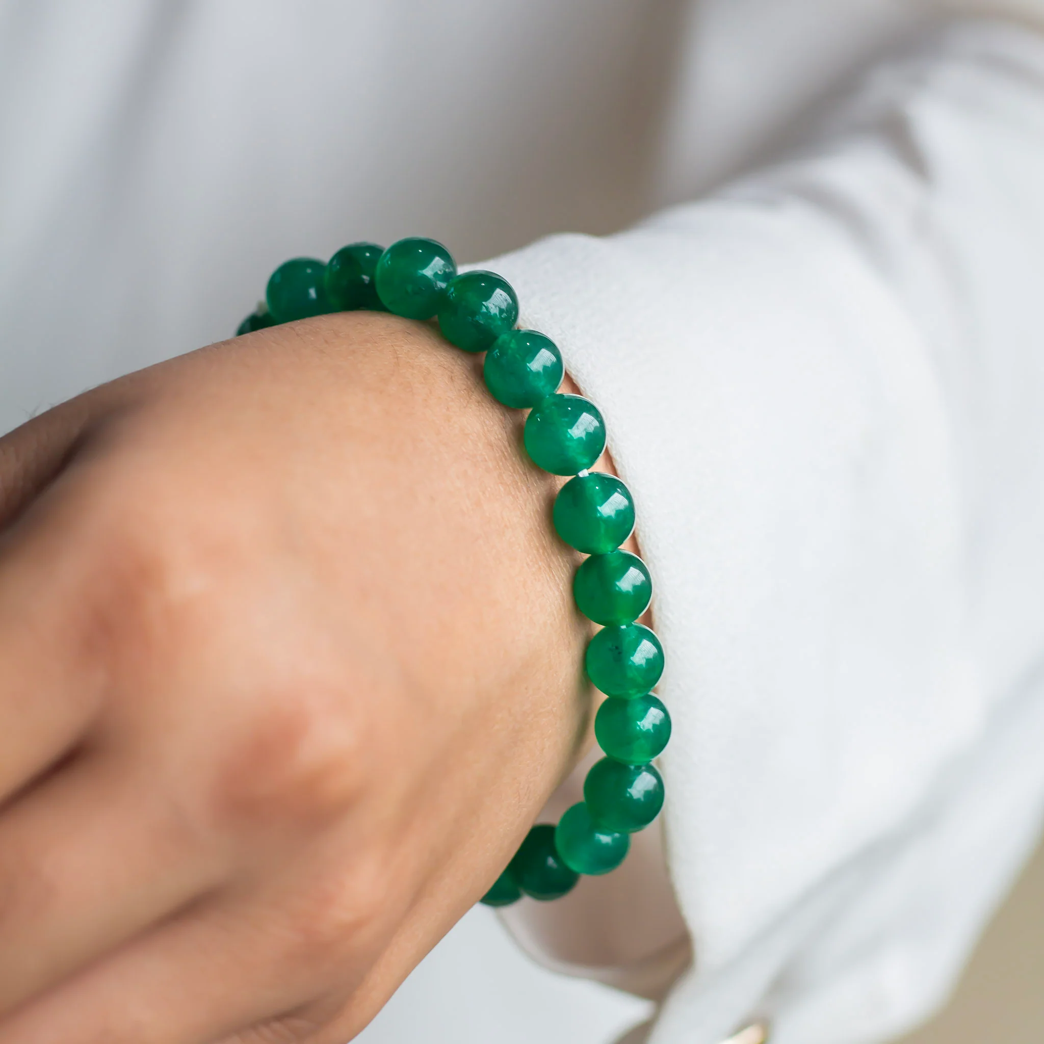 Indian Green Jade Bead Bracelet - 8mm | Luck & Finances - Image 2