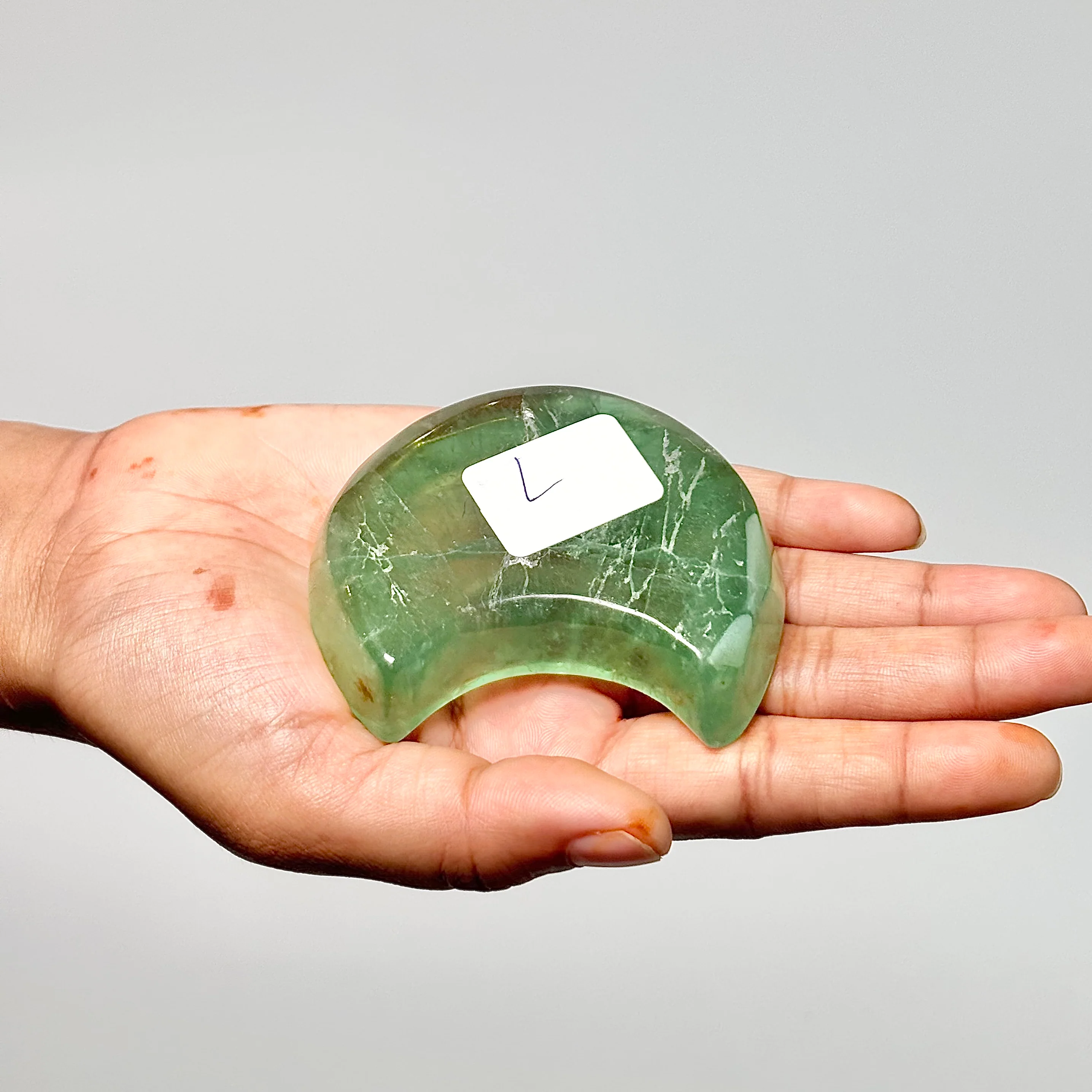 Crescent Moon-Shaped Green Fluorite Bowl - Image 2