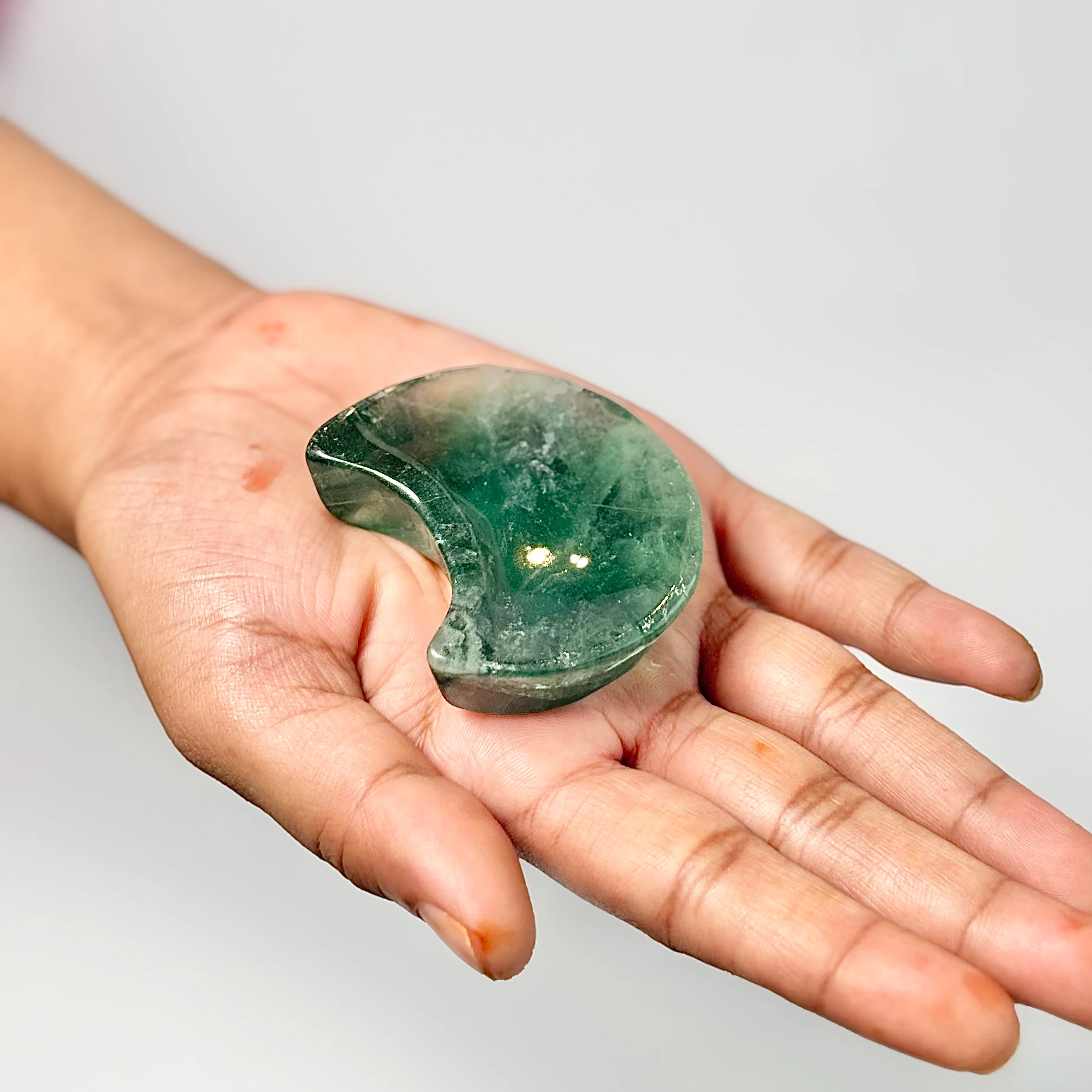 Crescent Moon-Shaped Green Fluorite Bowl - Image 4