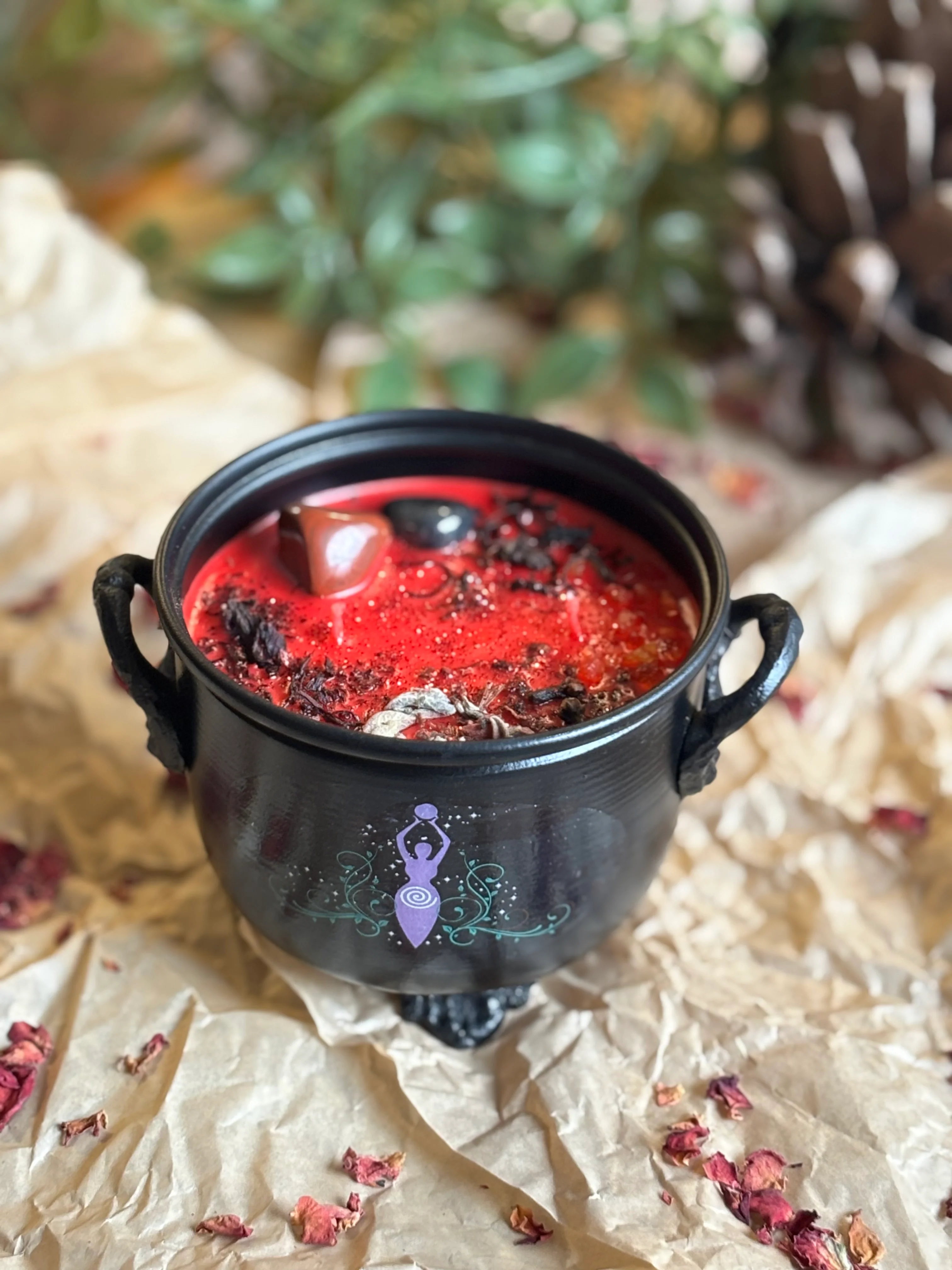 Grounding & Protection Goddess Gaia print Cauldron Candle - 200 Gm - Image 4
