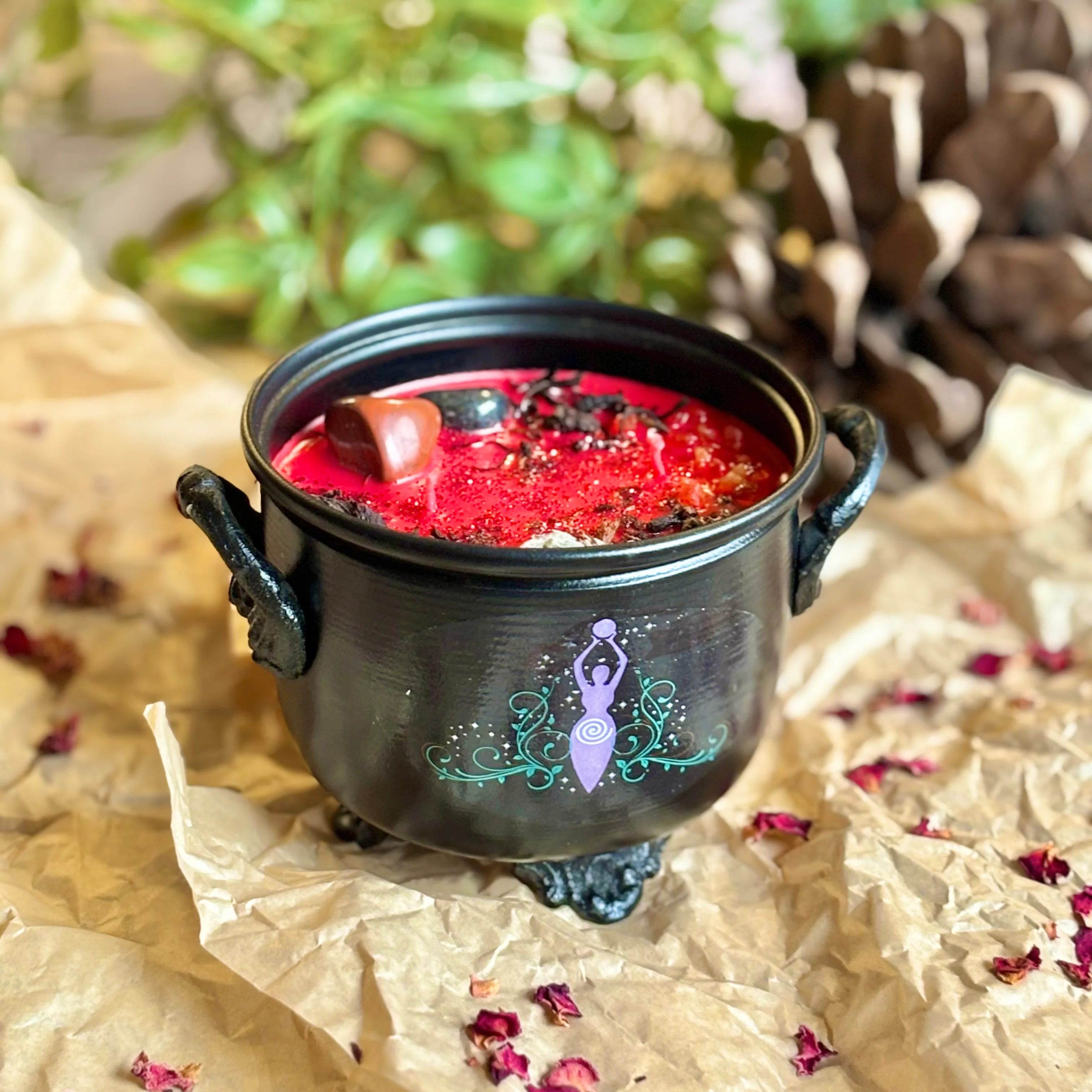 Grounding & Protection Goddess Gaia print Cauldron Candle - 200 Gm - Image 5