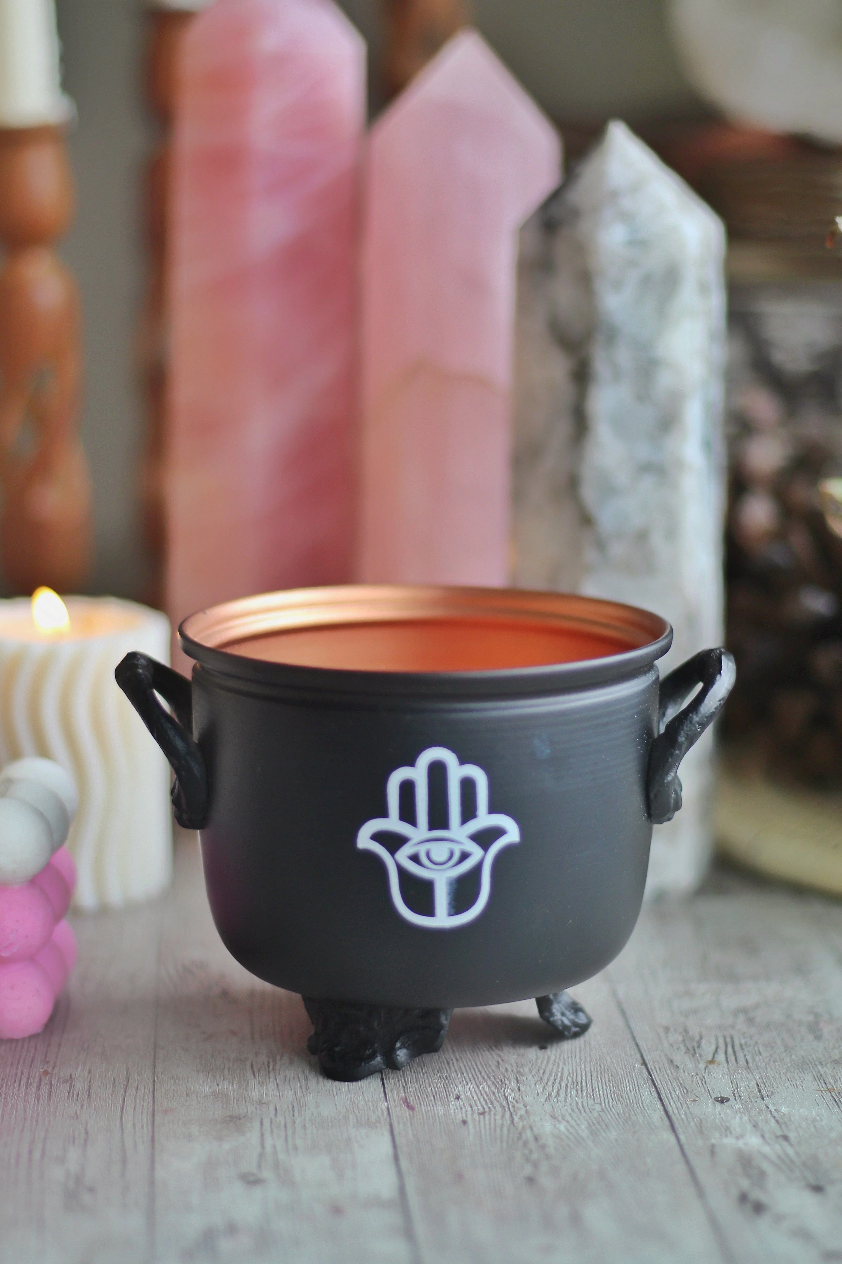 Hamsa Hand Printed Metal Cauldron - Image 3