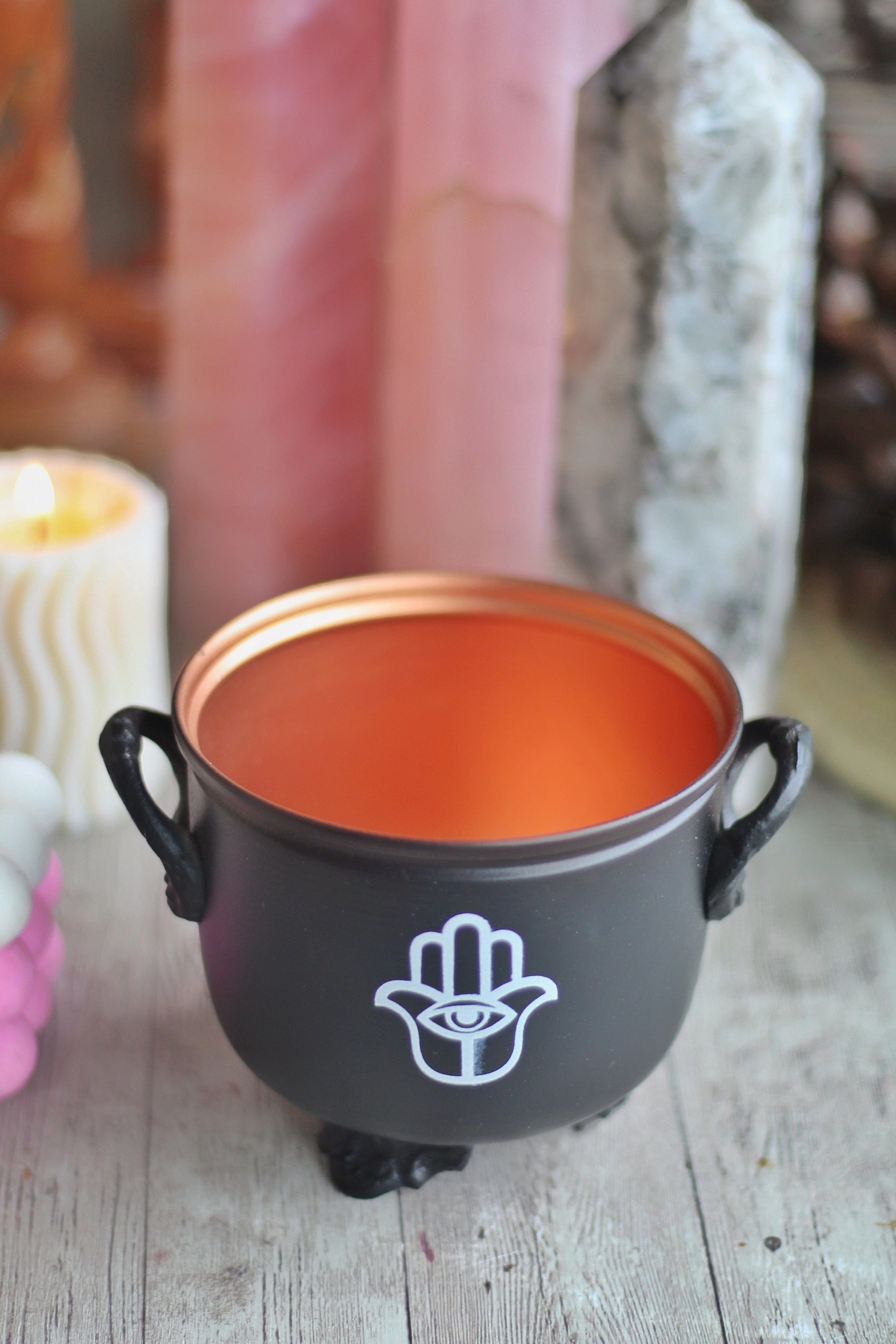 Hamsa Hand Printed Metal Cauldron - Image 4