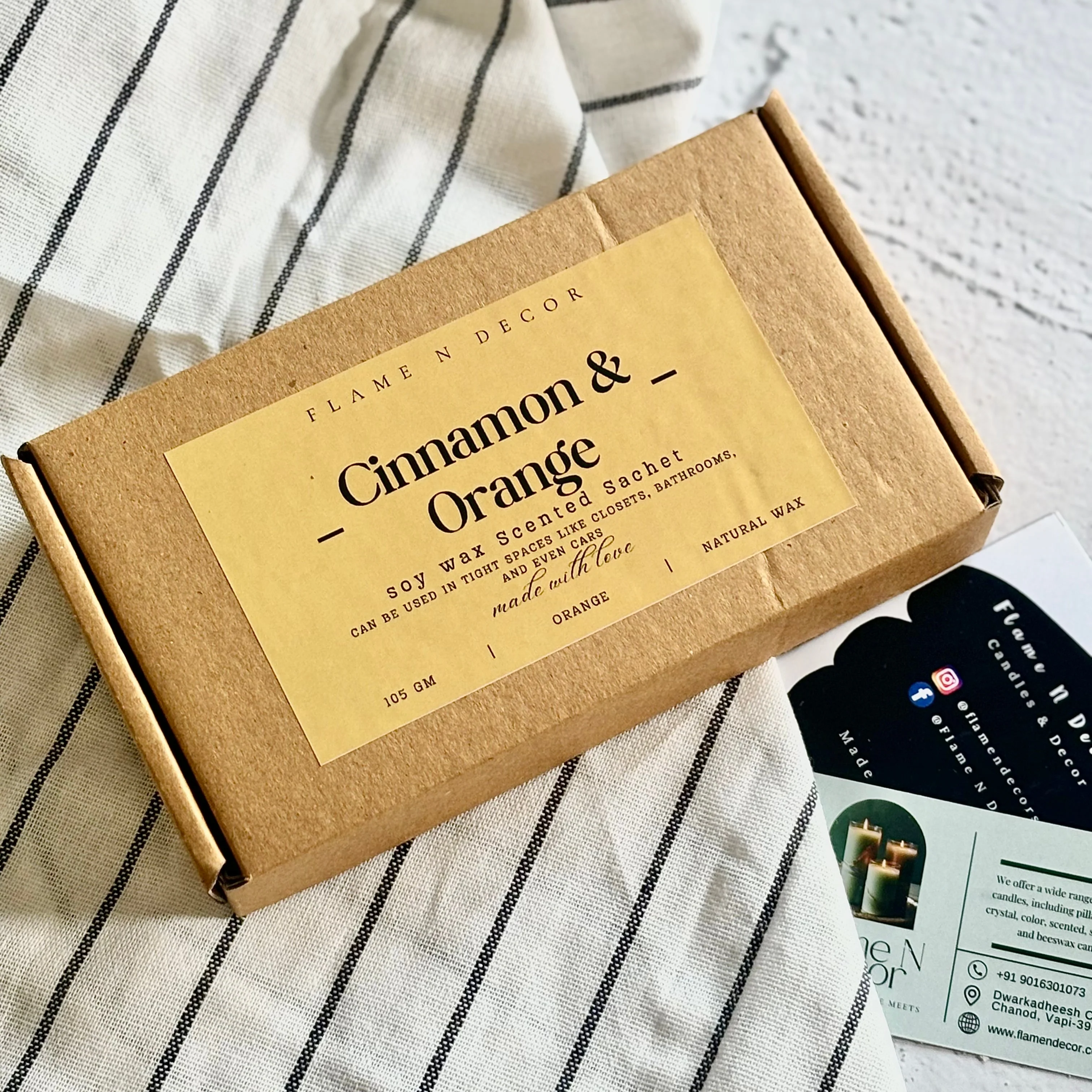Hexagon Shaped Cinnamon & Orange Scented Soy Wax Sachet | Pack of 3 - Image 3