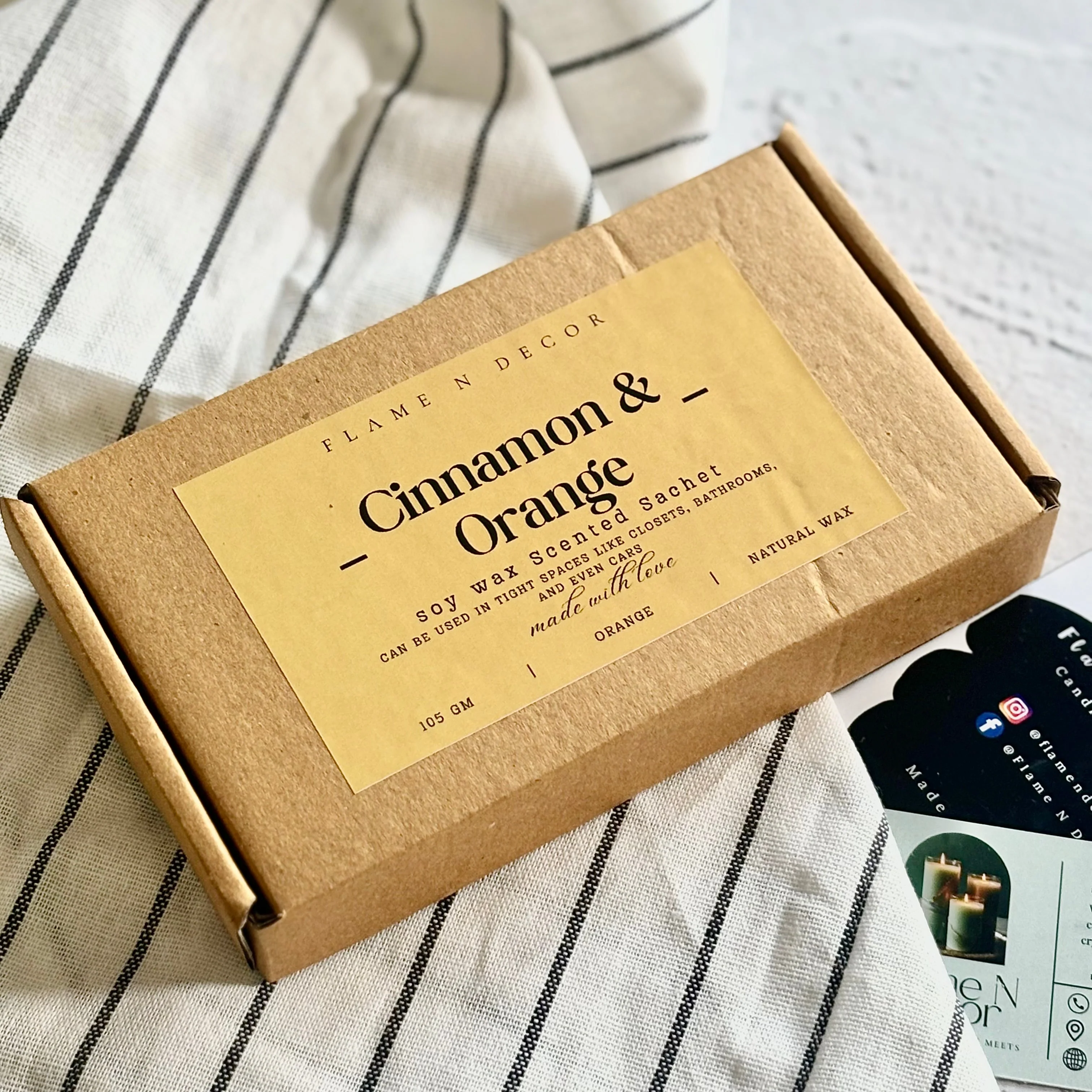 Hexagon Shaped Cinnamon & Orange Scented Soy Wax Sachet | Pack of 3 - Image 4