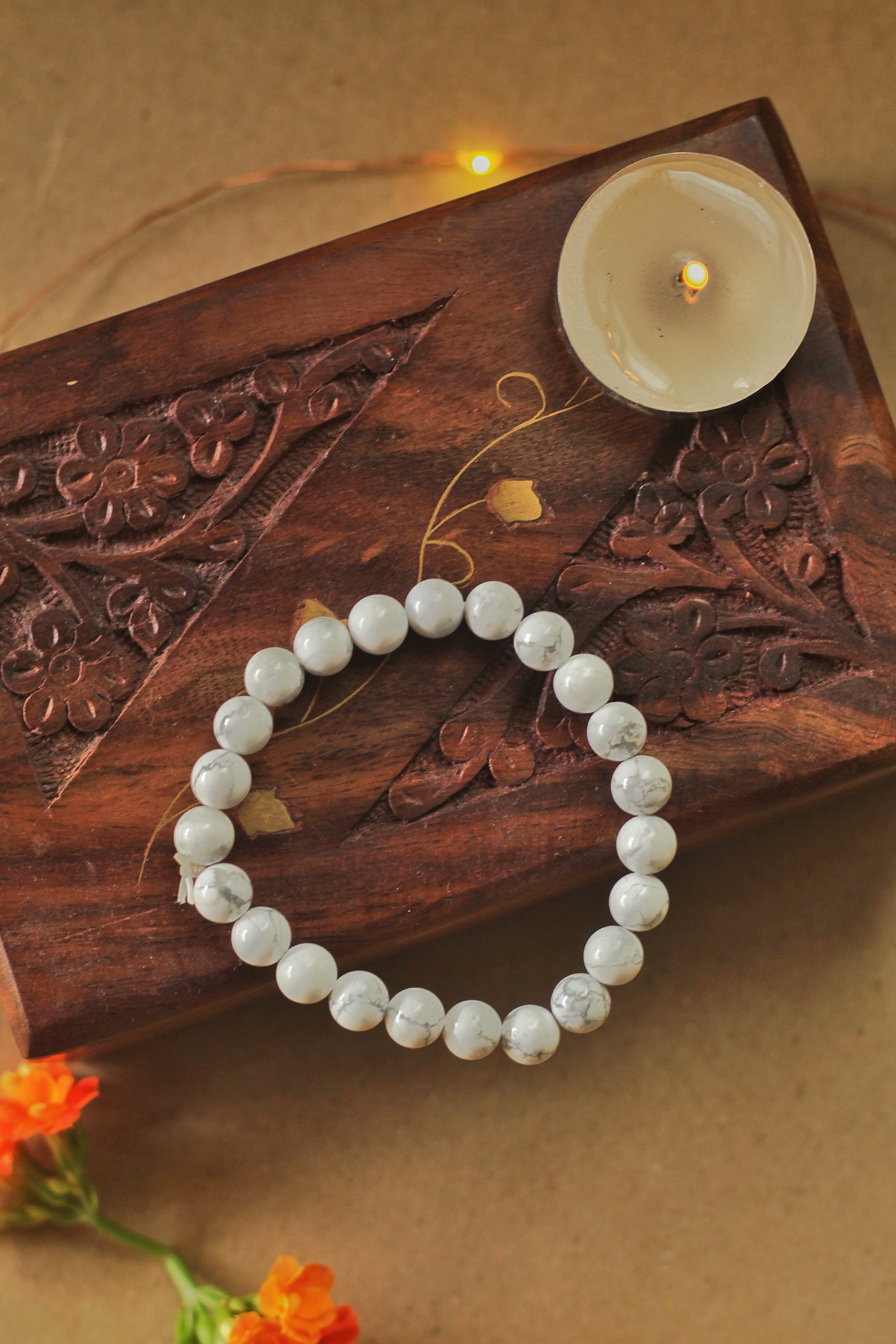 Howlite Bead Bracelet - 8mm - Image 5