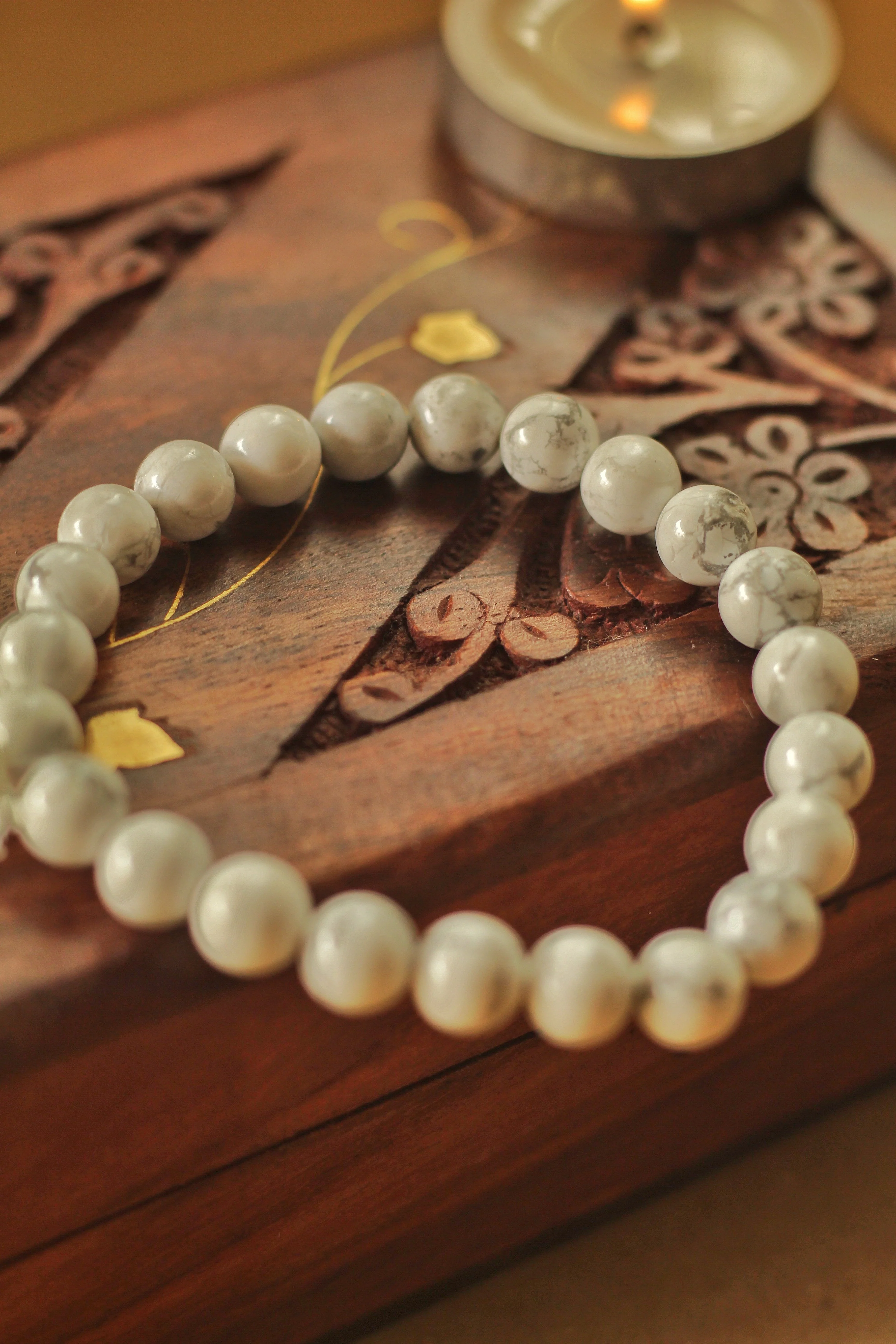 Howlite Bead Bracelet - 8mm - Image 6