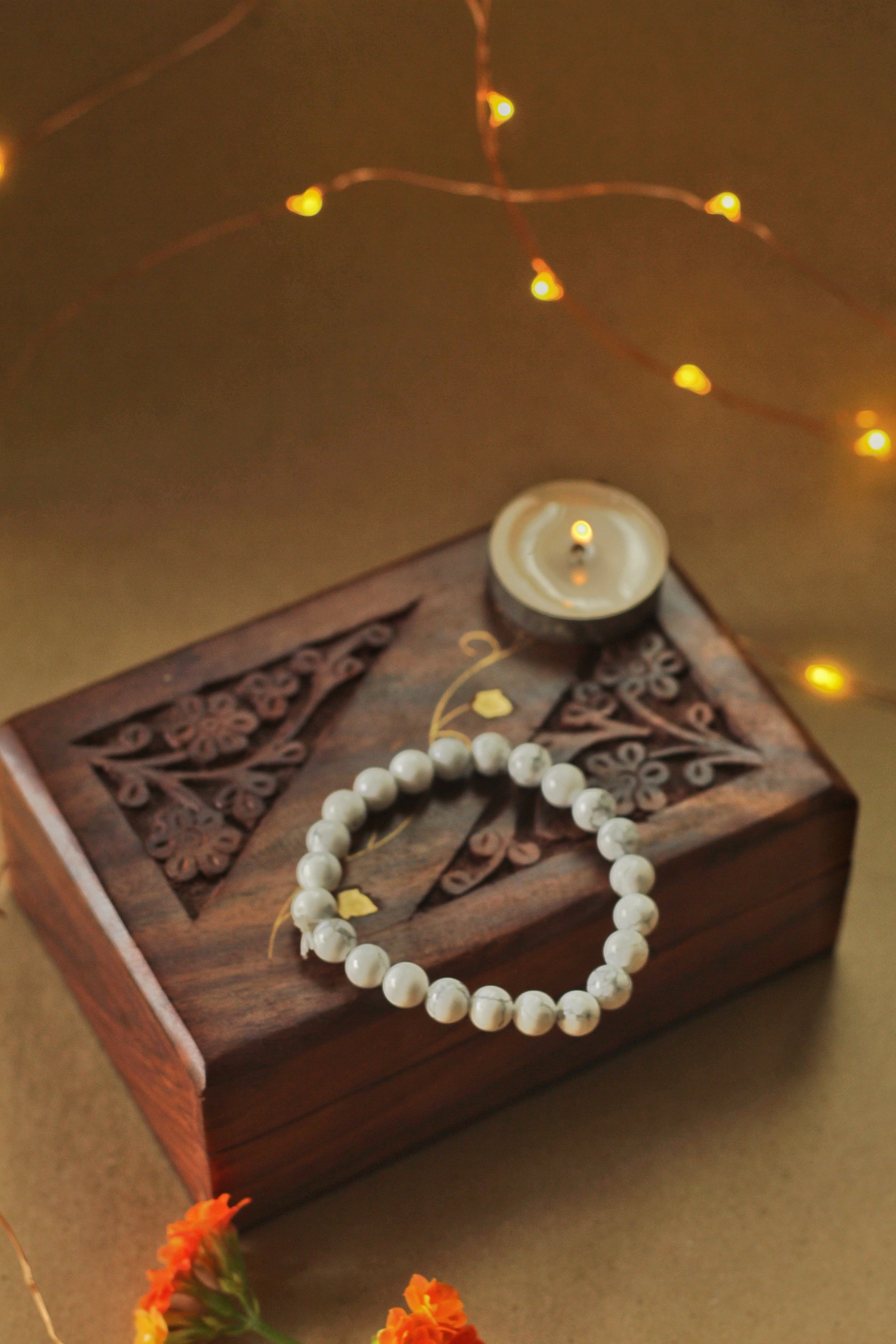 Howlite Bead Bracelet - 8mm - Image 7
