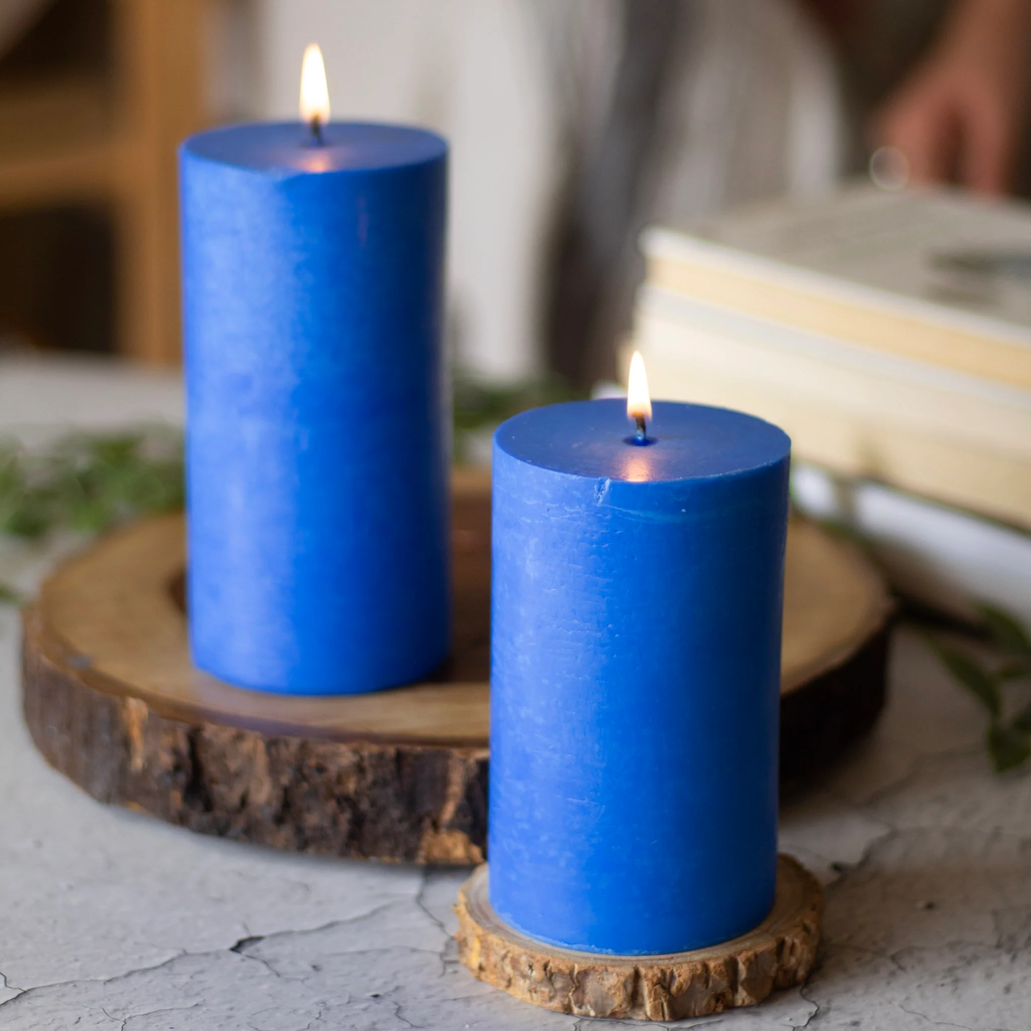 Indigo Pillar Unscented Soy Candle - Image 3