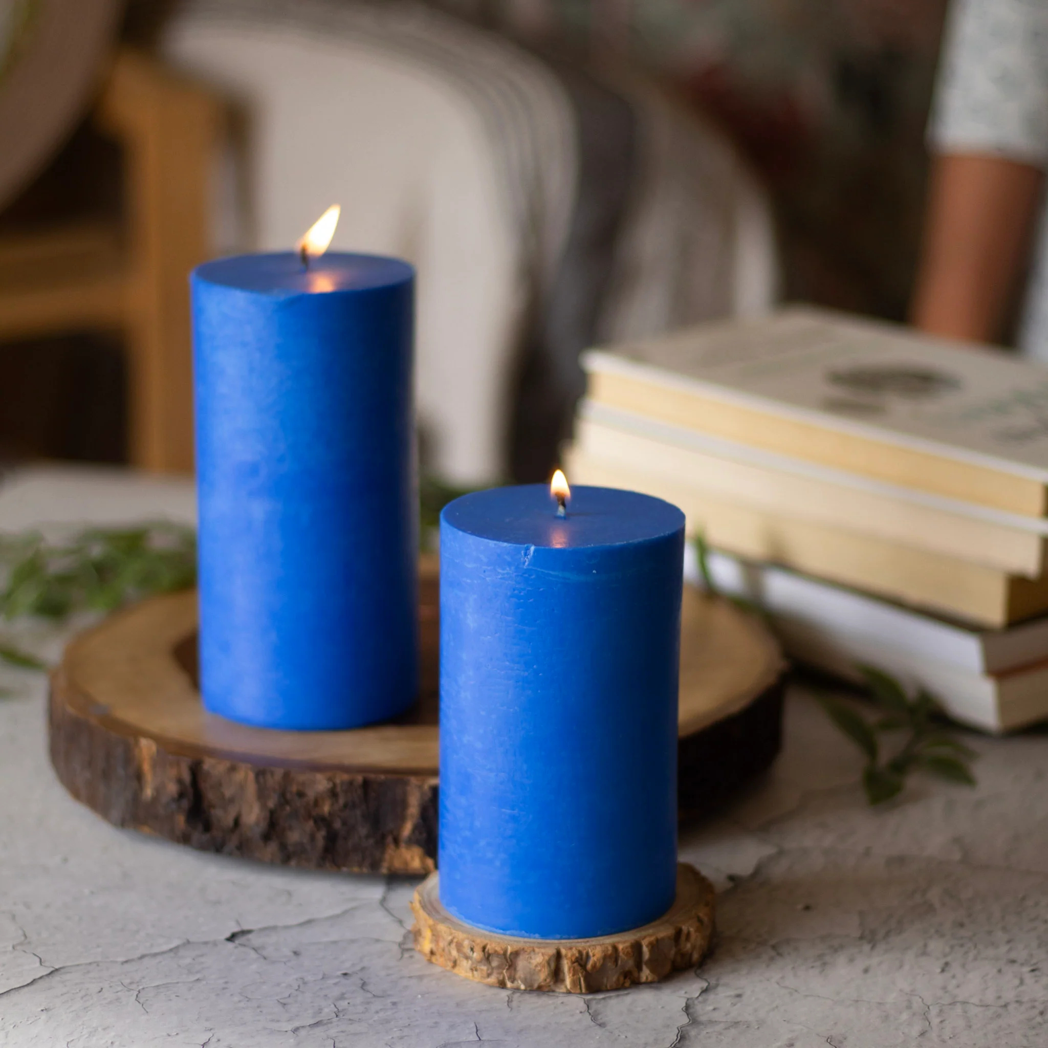 Indigo Pillar Unscented Soy Candle - Image 4