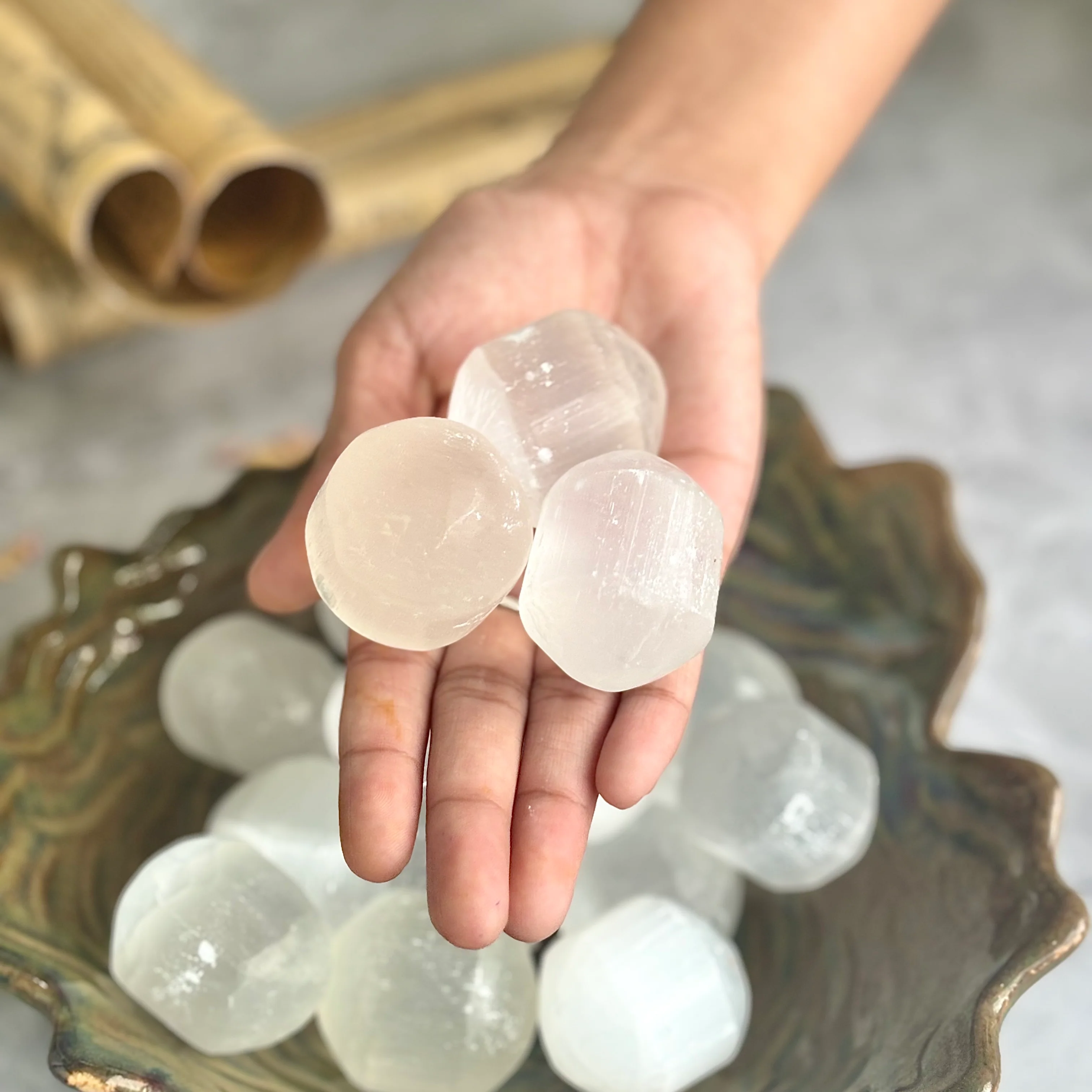 Jumbo Selenite | Satin Spar Tumble | Helps activating Third eye & Crown Chakra - Image 4