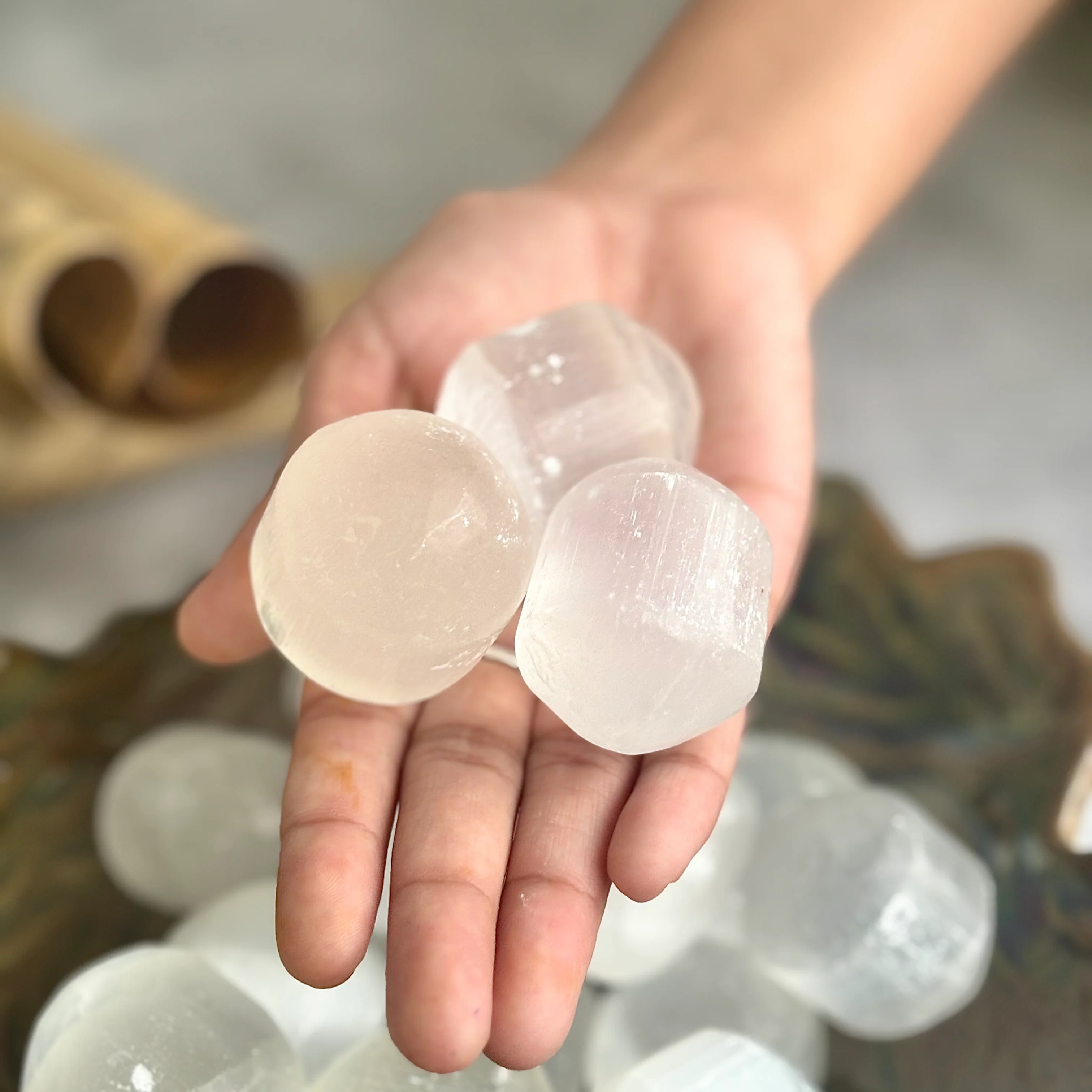 Jumbo Selenite | Satin Spar Tumble | Helps activating Third eye & Crown Chakra - Image 5