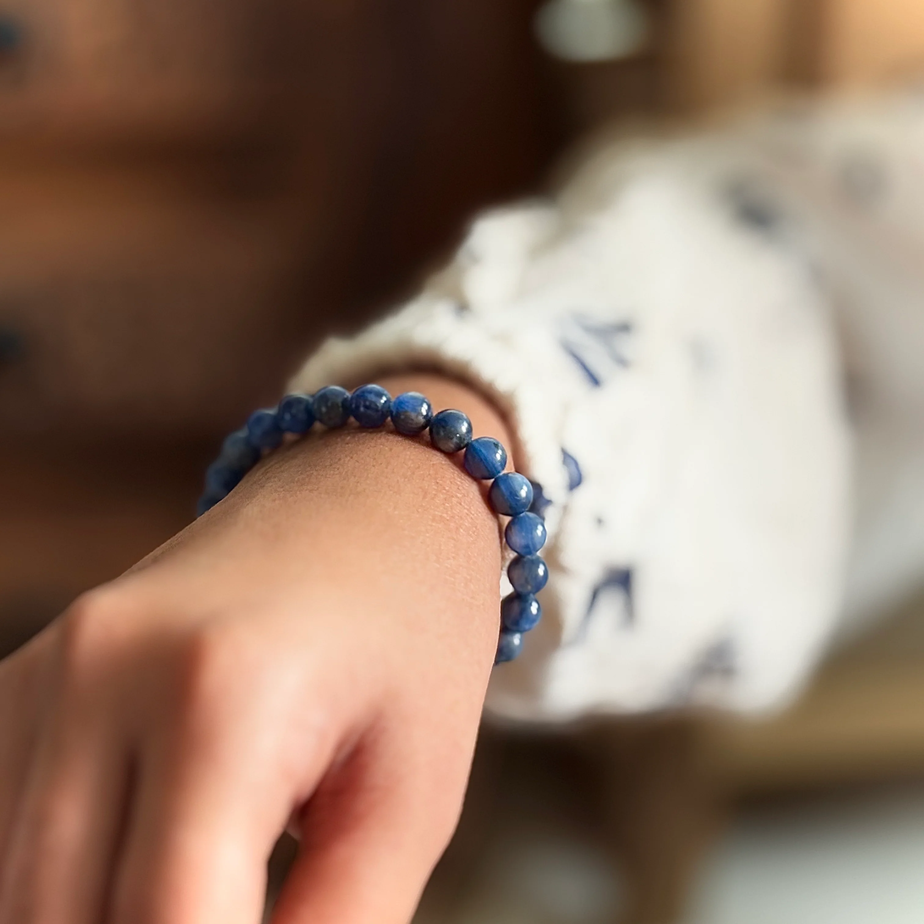 Kyanite Bead Bracelet - 6mm | Enhances telepathic & Psychic abilities - Image 2