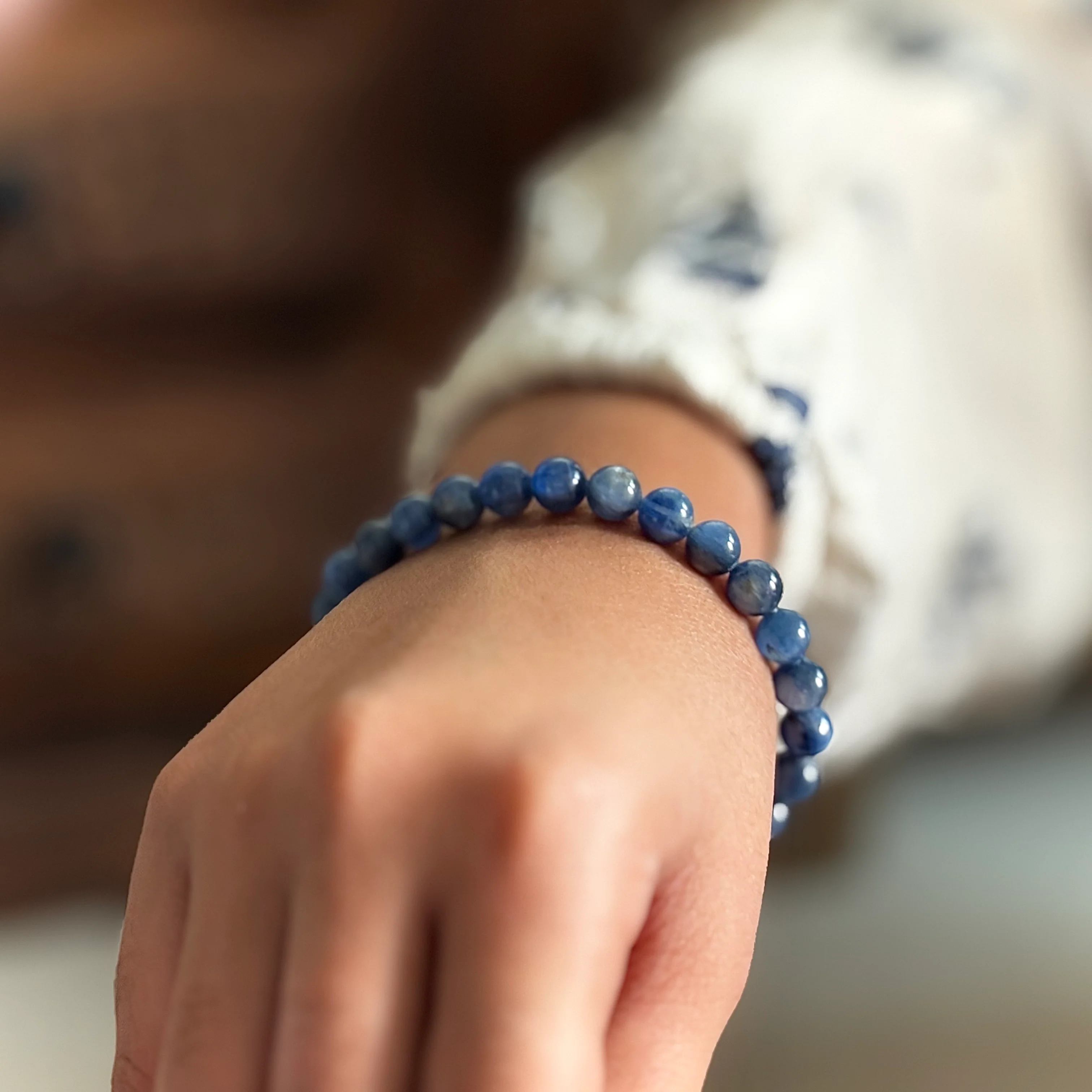 Kyanite Bead Bracelet - 6mm | Enhances telepathic & Psychic abilities - Image 3