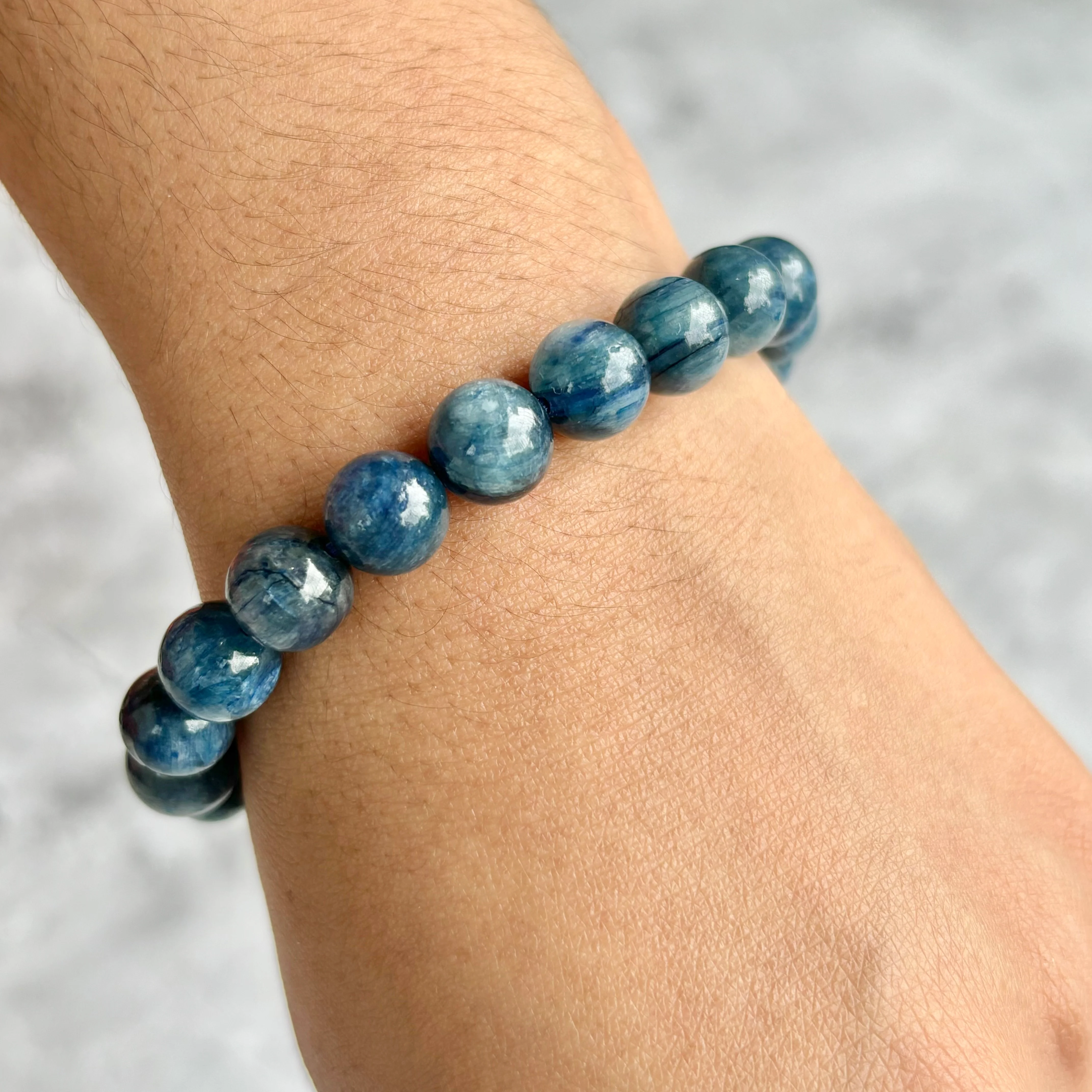 Kyanite Bead Bracelet - 8mm | Enhances telepathic & Psychic abilities - Image 3