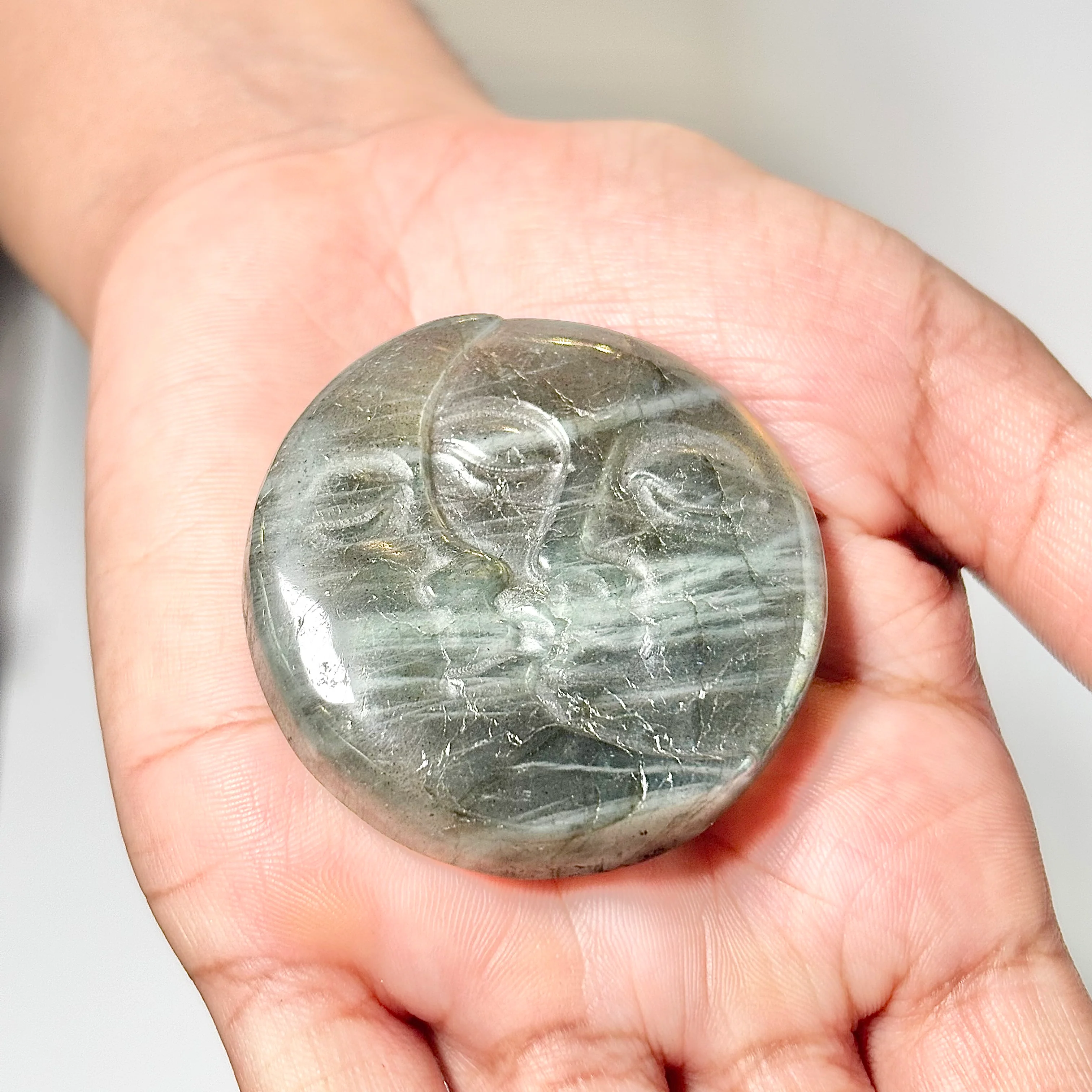 Sun & Moon Labradorite Crystal Carving – Intuition • Balance • Transformation - Image 4