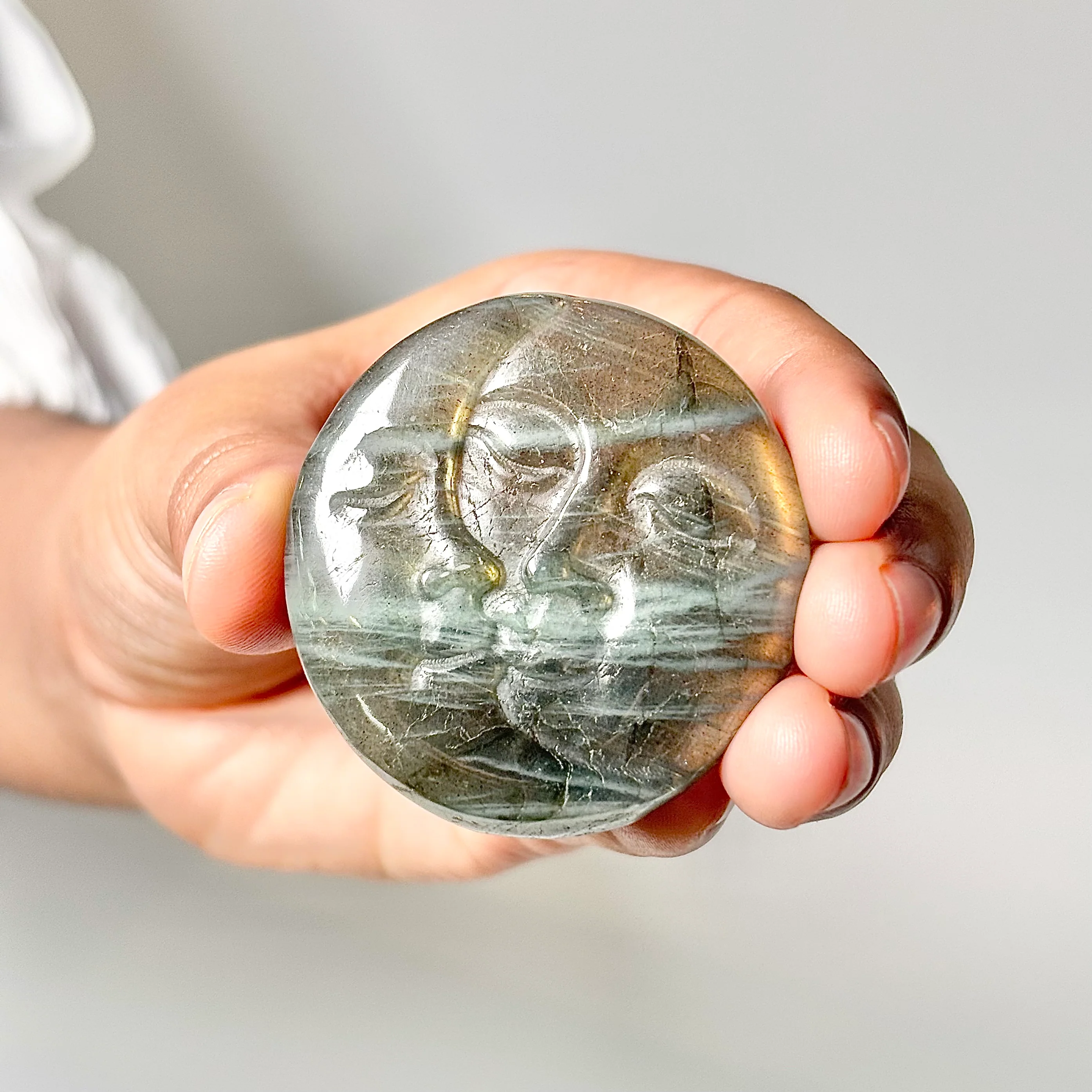 Sun & Moon Labradorite Crystal Carving – Intuition • Balance • Transformation - Image 5