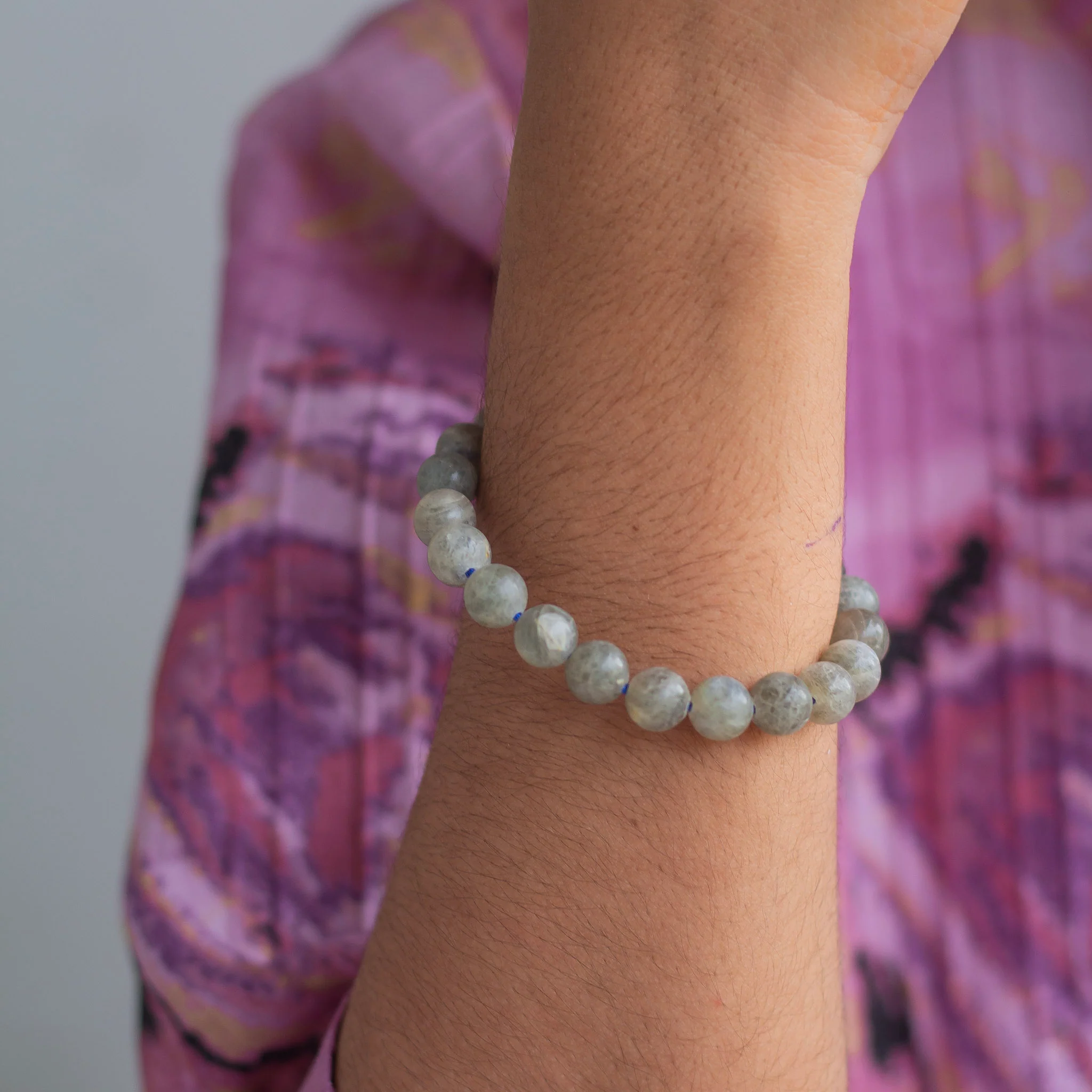 Labradorite 8mm Bead Thread Bracelet | Promotes Spiritual Growth - Image 3