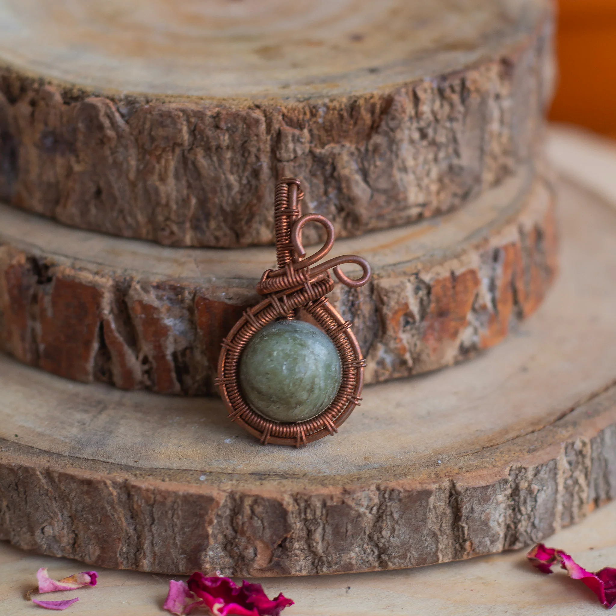 Labradorite Sphere copper wire Pendant with Cord | Promotes Spiritual Growth - Image 3