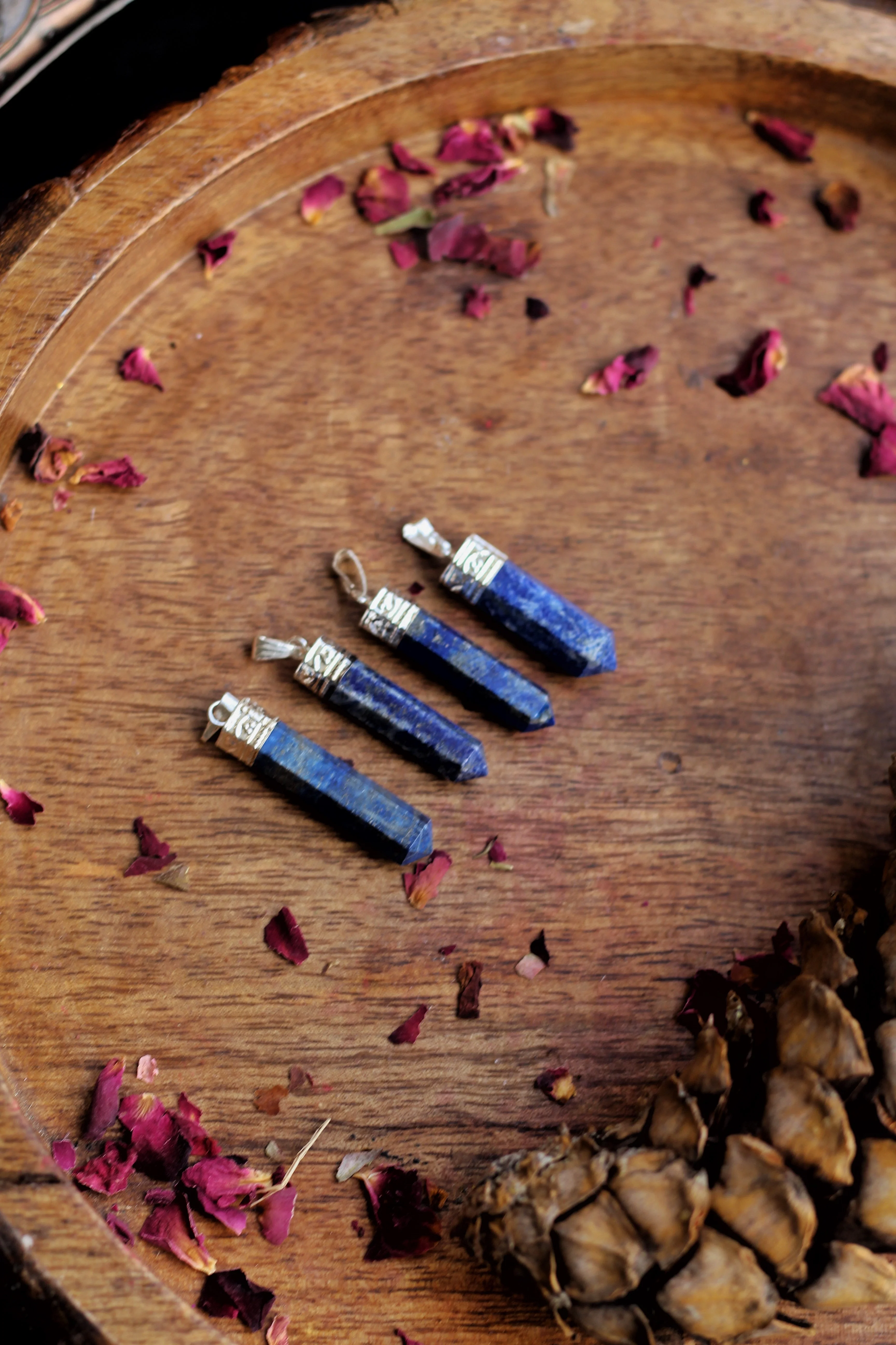 Lapis Lazuli Pencil Pendant with Black Cord | Mental Peace and Communication - Image 3
