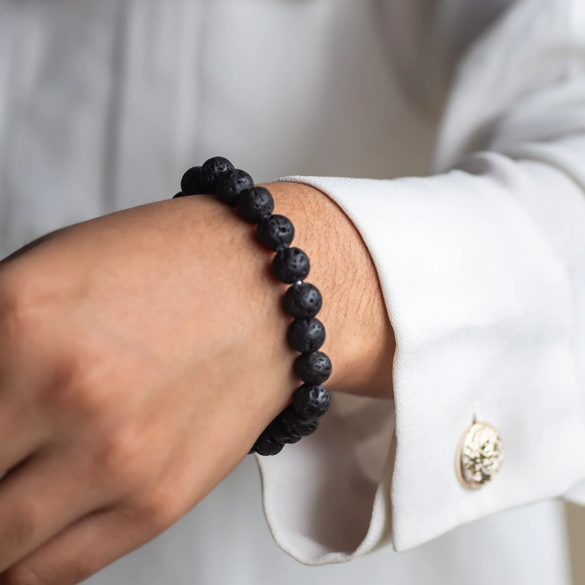 Lava Stone Bead Bracelet - 8mm | Protection & Grounding - Image 2