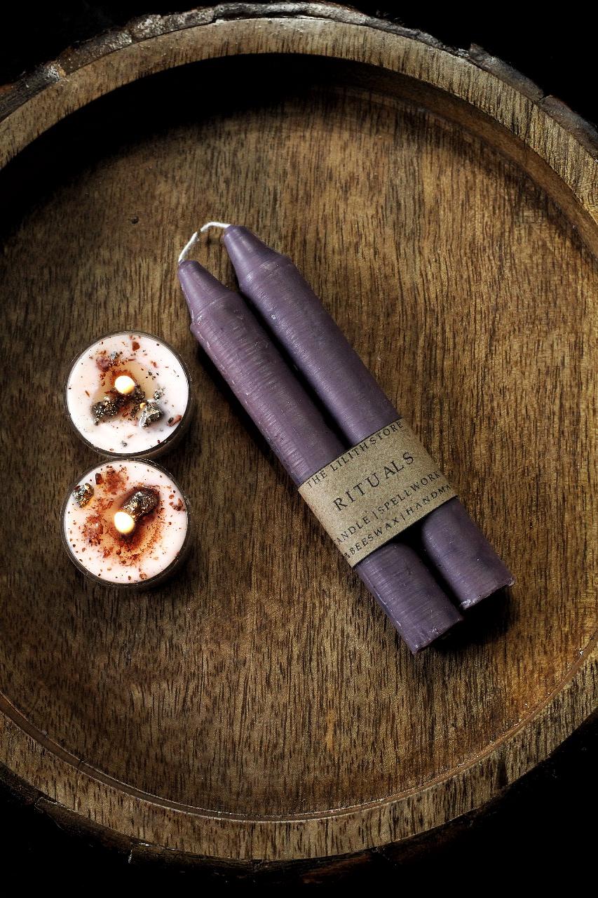 Lavender Colour Bees Wax Candle  | Available in Scented & Unscented - Pack of 4 - Image 4