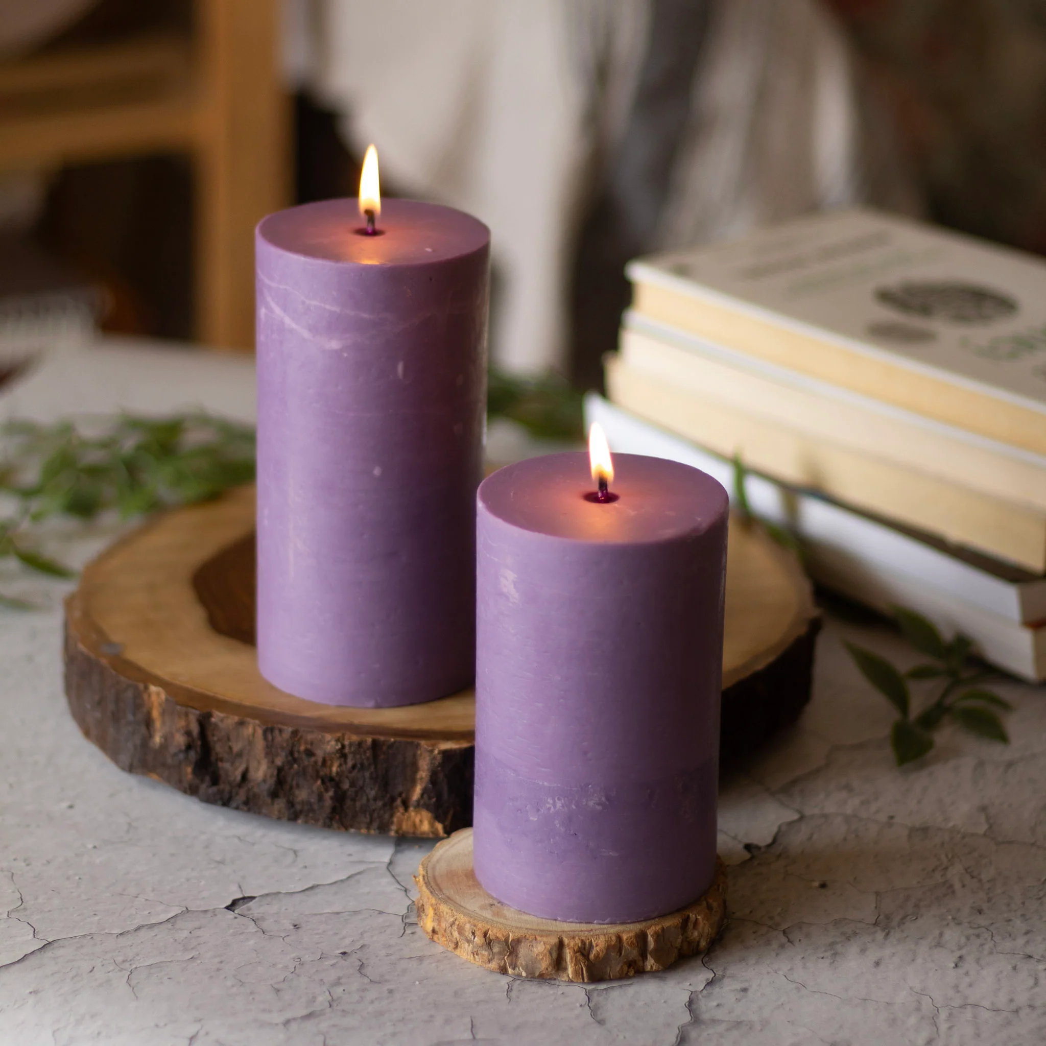 Lavender Pillar Unscented Soy Candle - Image 3