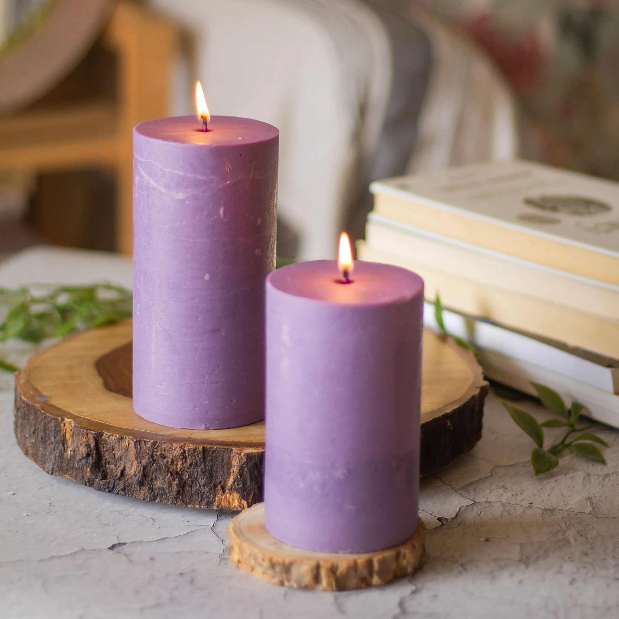 Lavender Pillar Unscented Soy Candle - Image 4