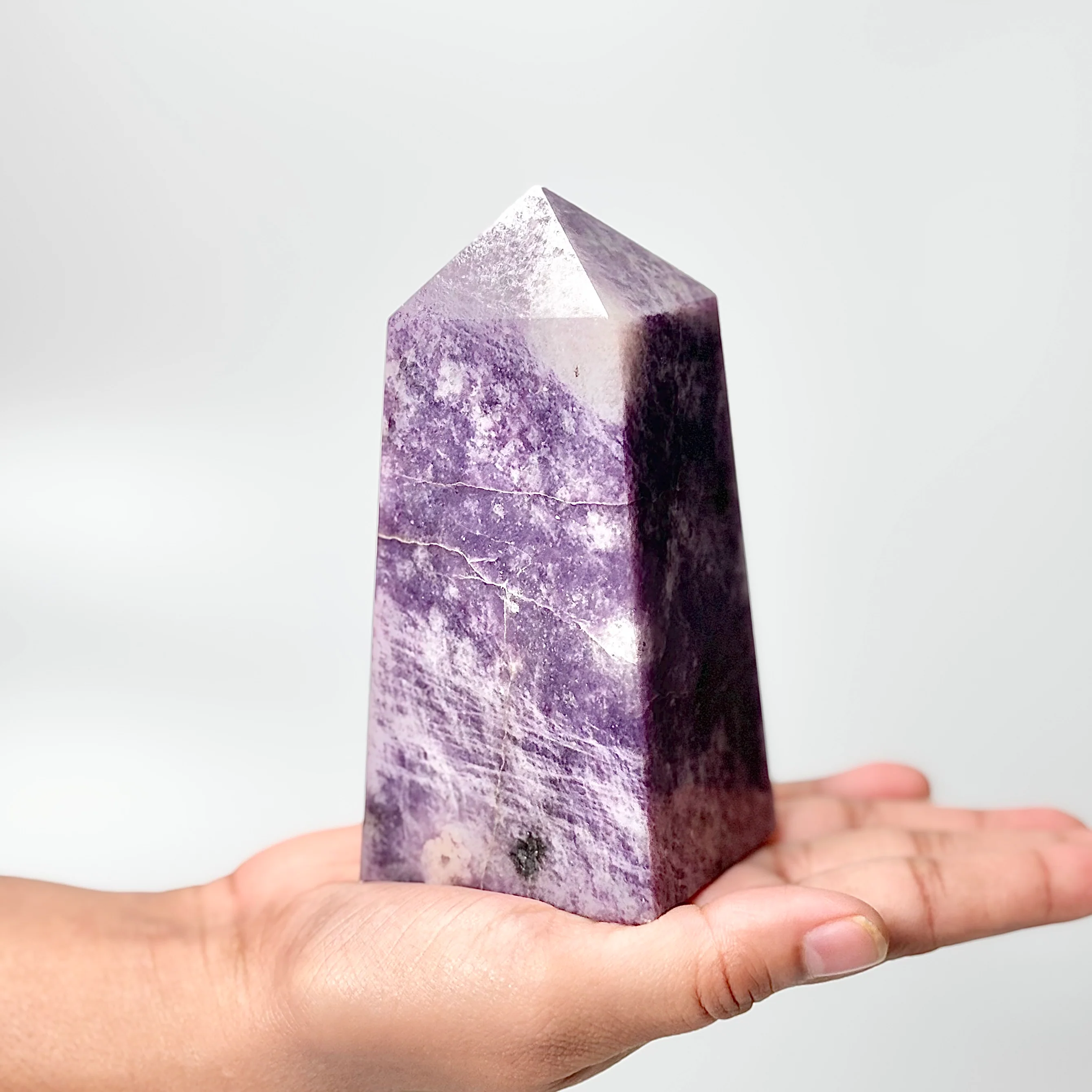 Four Facet Lepidolite Tower – 570g - Soft Tones & Steady Presence - Image 2