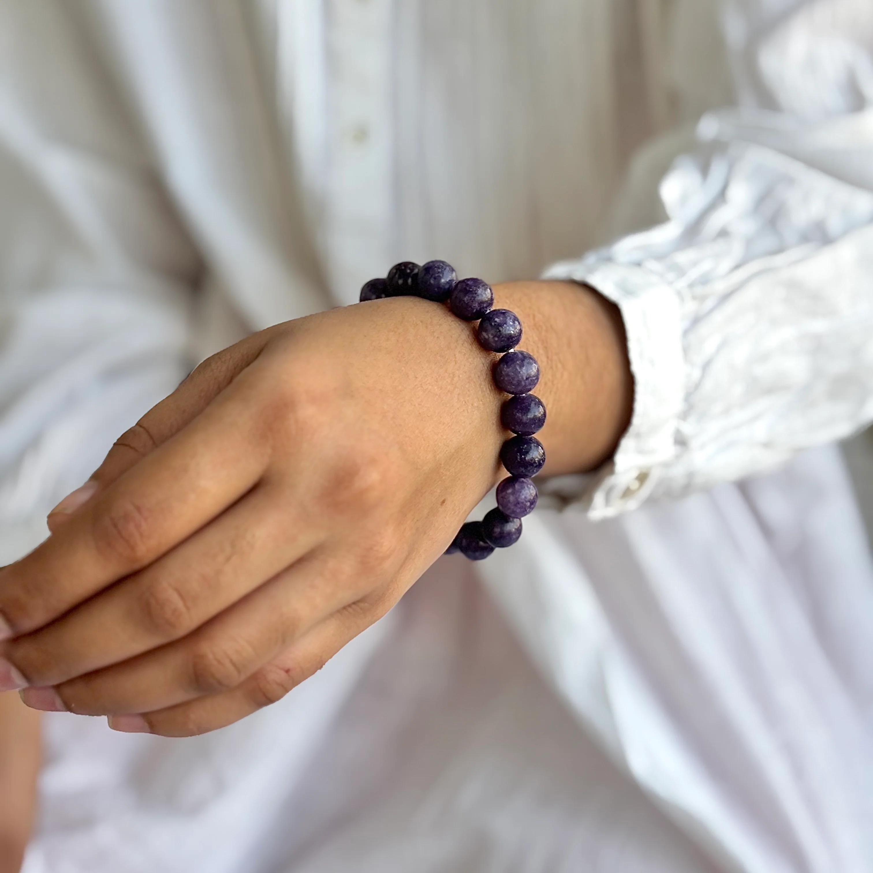 Lepidolite Bead Bracelet - 10mm | Helps discover Personal Purpose & Success