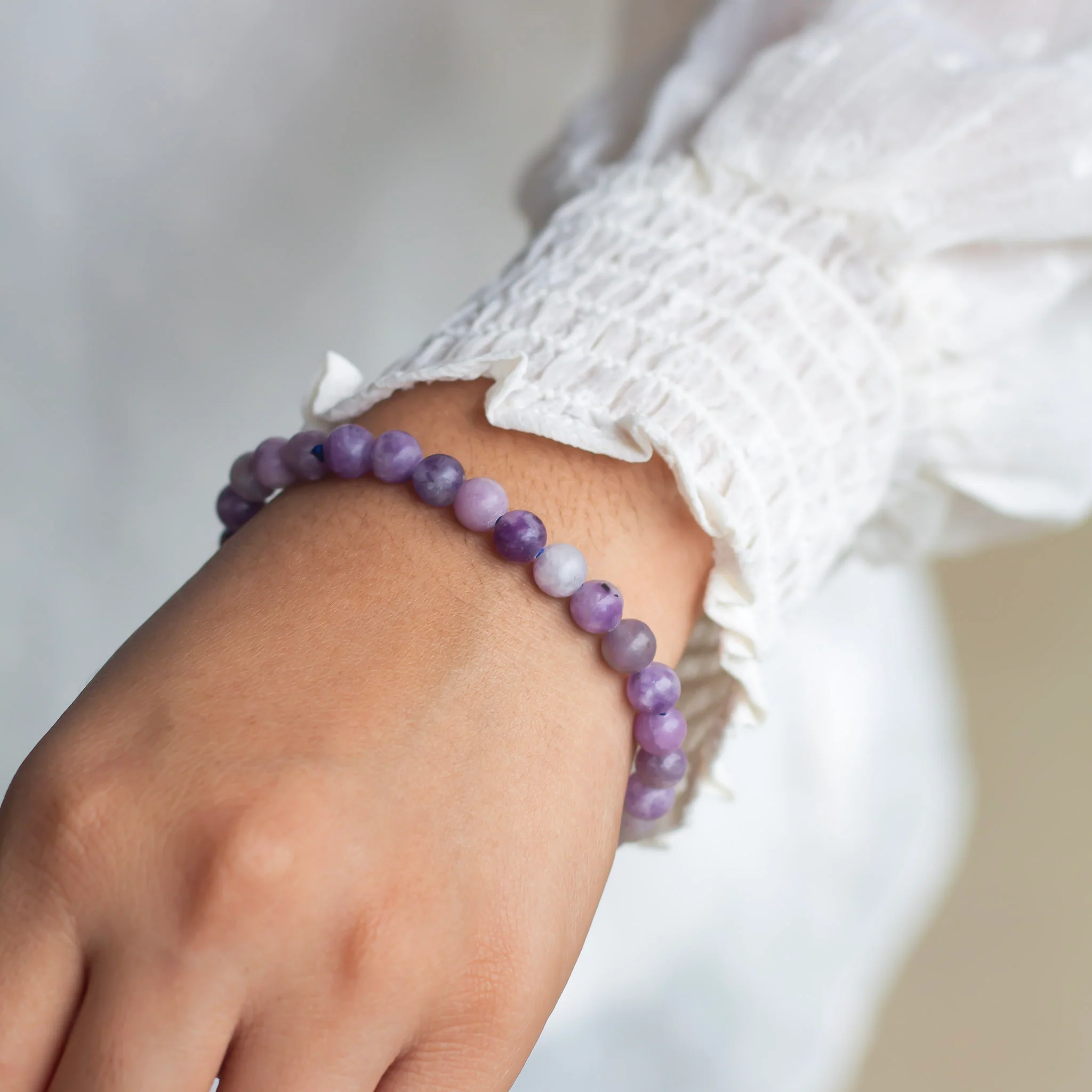 Lepidolite Bead Bracelet - 6mm | Helps discover Personal Purpose & Success
