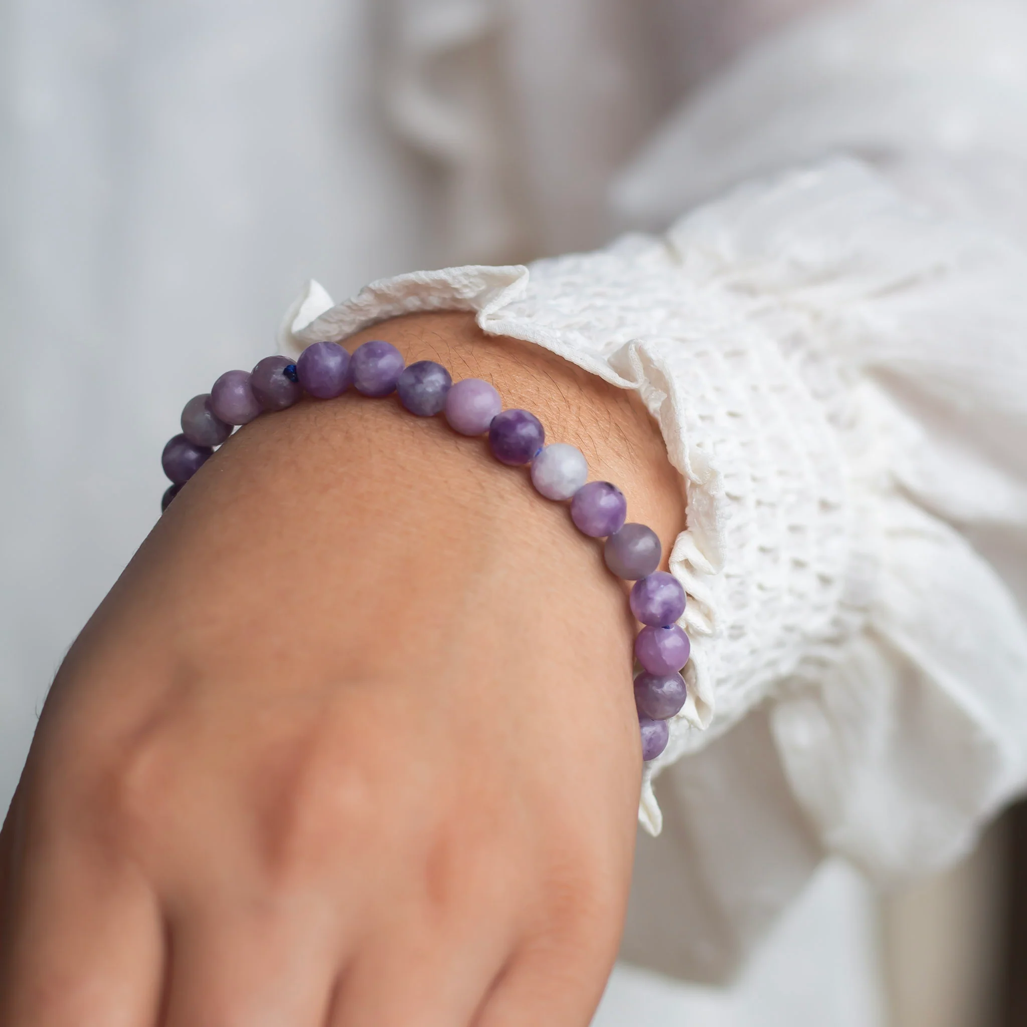 Lepidolite Bead Bracelet - 6mm | Helps discover Personal Purpose & Success - Image 3