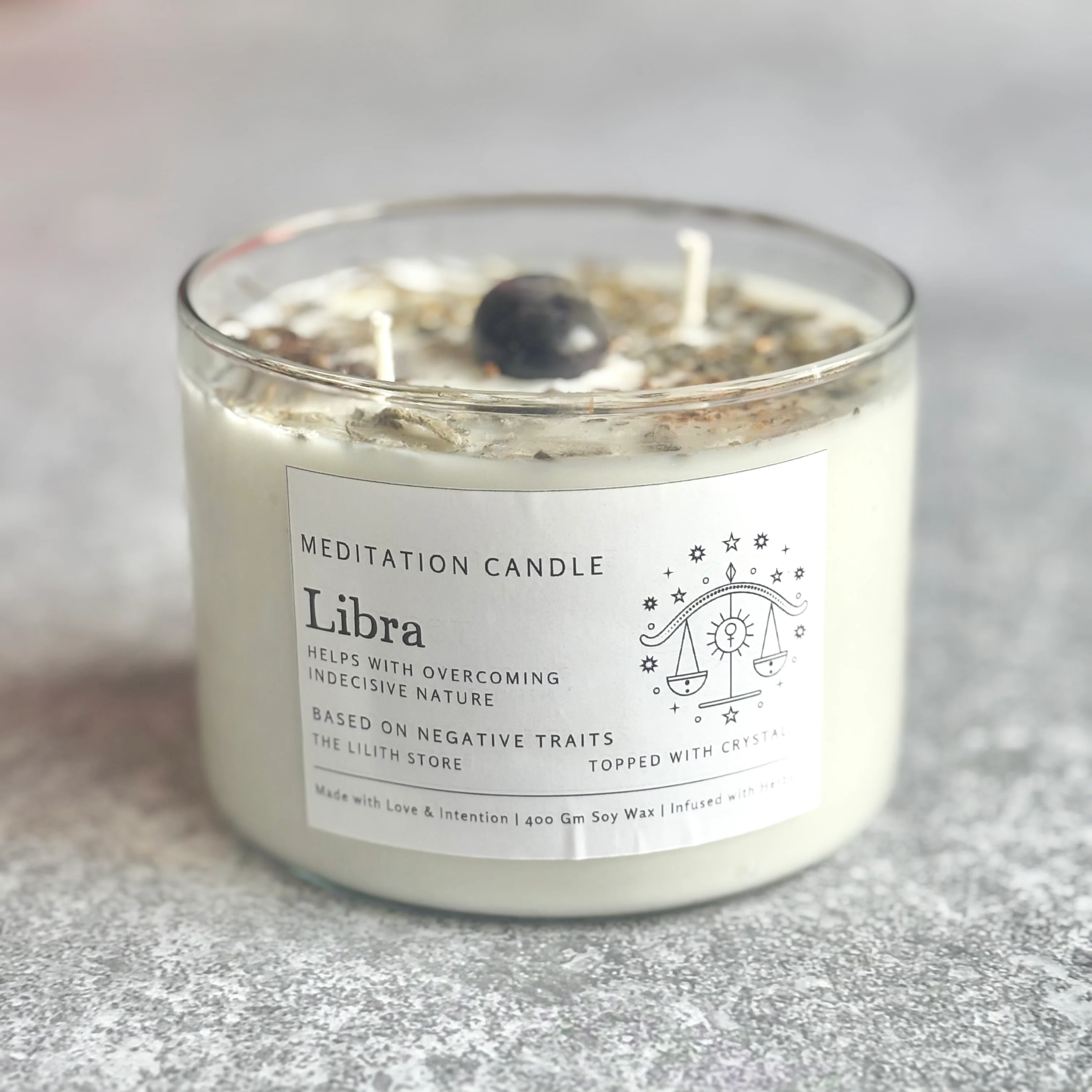 Libra Zodiac Soy Intention Candle | 400 Gm - Image 4