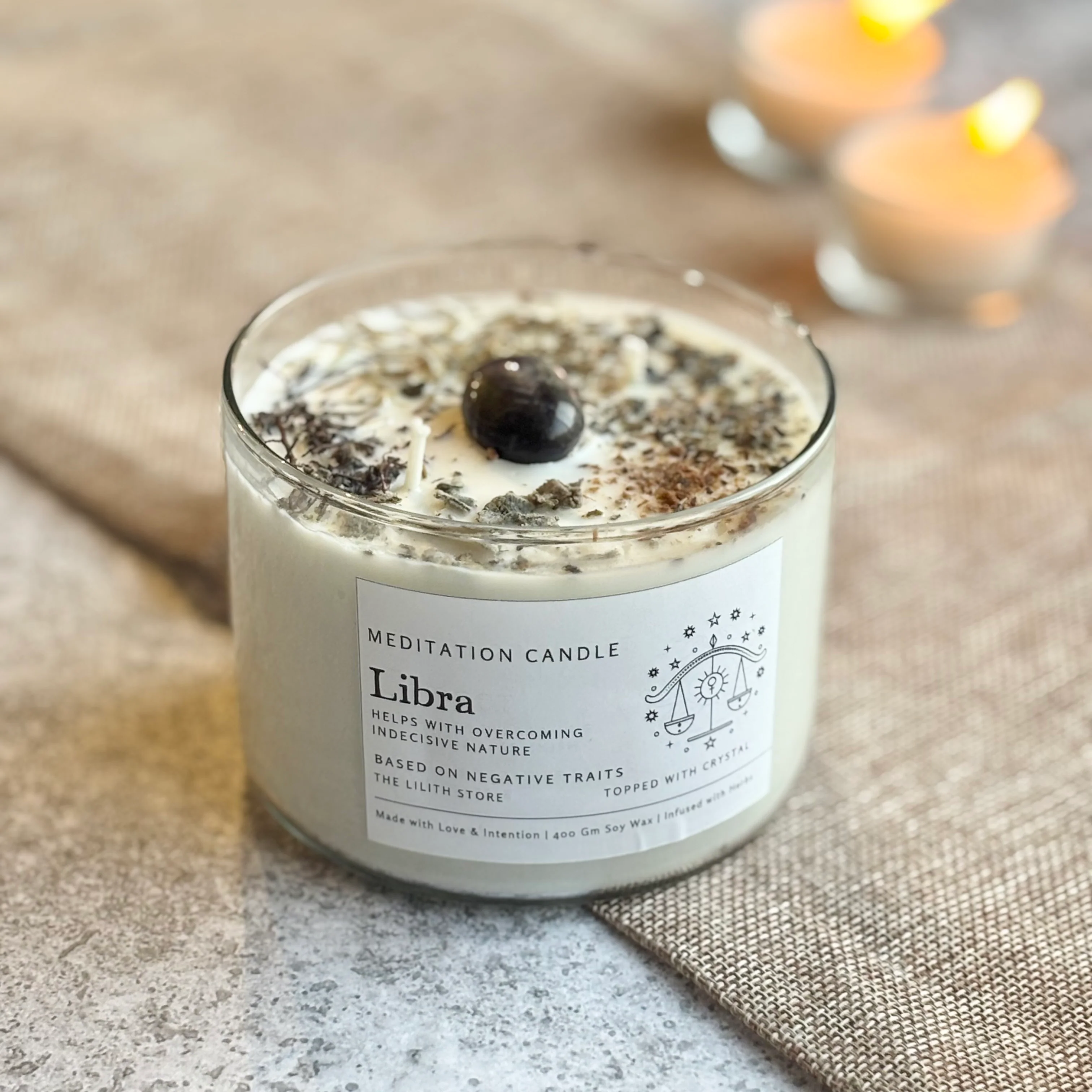 Libra Zodiac Soy Intention Candle | 400 Gm - Image 7