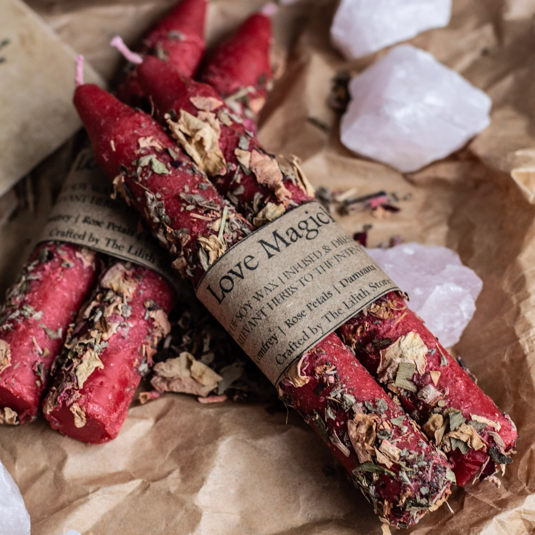 Love Intention Soy Candle - Set of 2 | Taper Candle Infused with herbs - Image 3