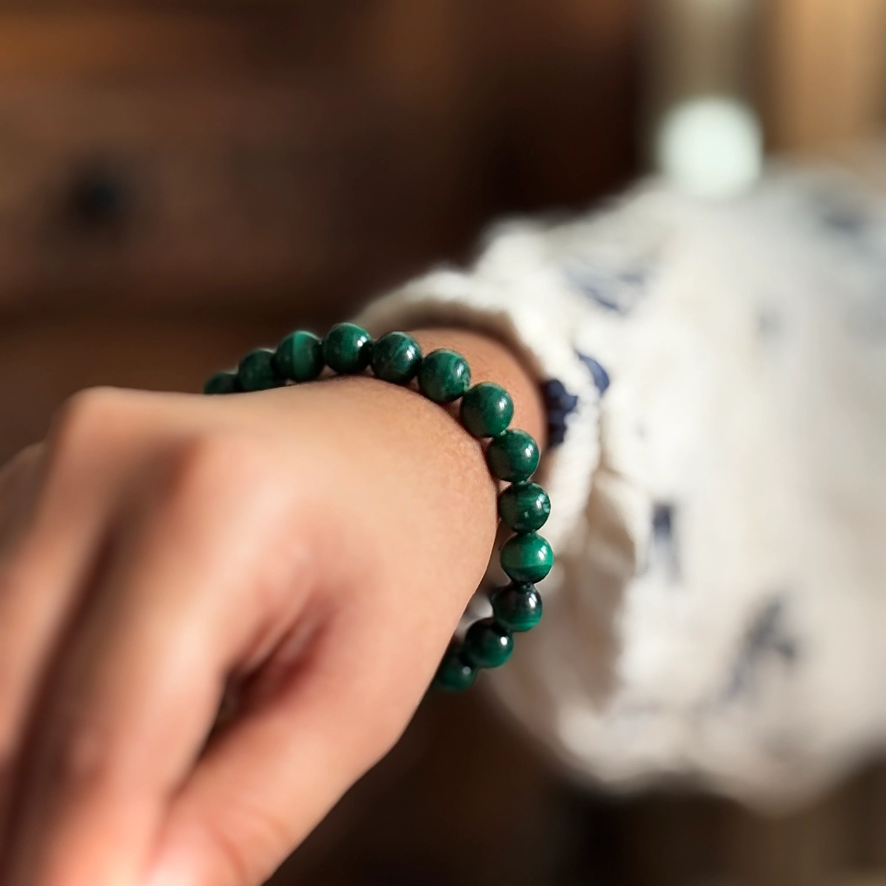 Malachite Bead Bracelet - 8mm |  Stone of Protection & Encouragement - Image 2
