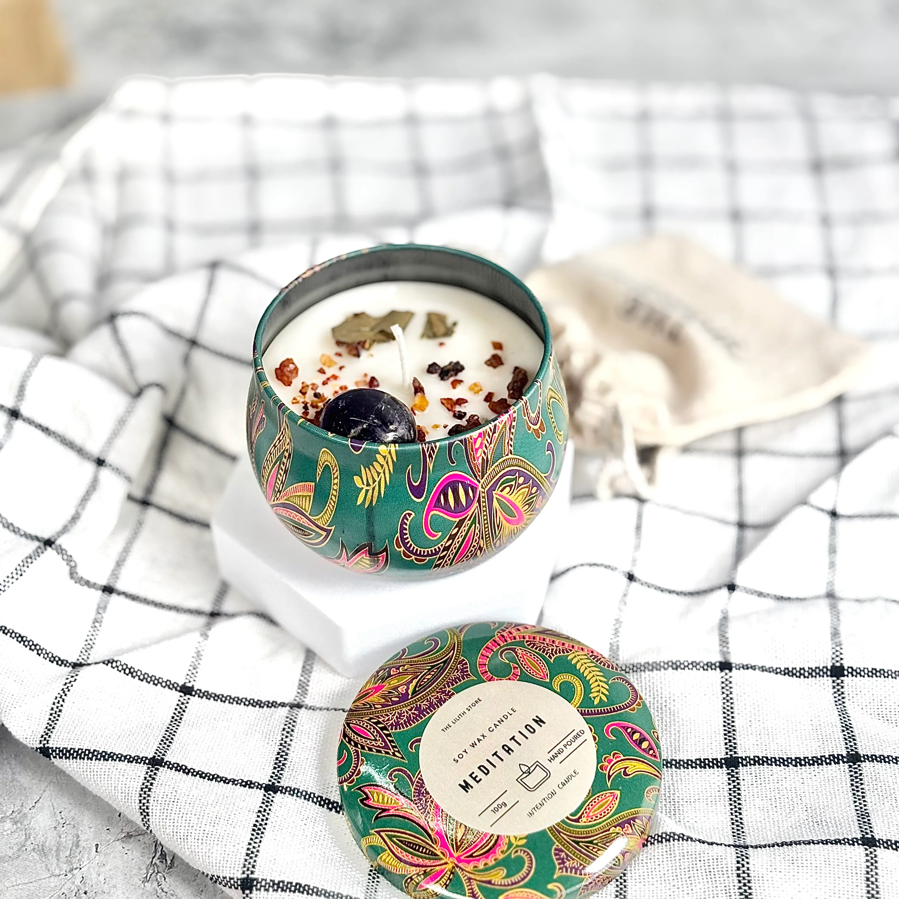 Meditation Tin Container Soy Intention Candle - 100 g - Image 2
