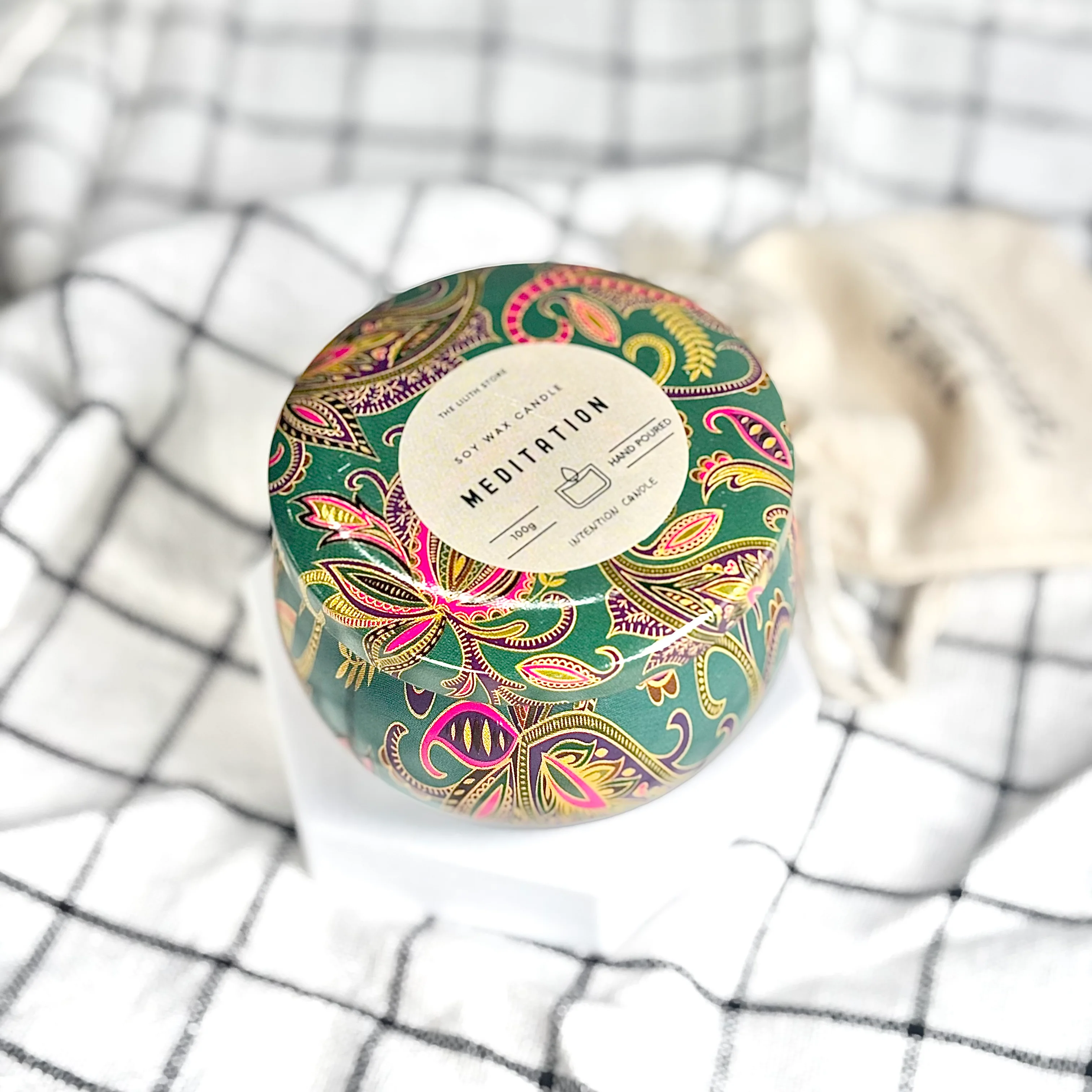 Meditation Tin Container Soy Intention Candle - 100 g - Image 4
