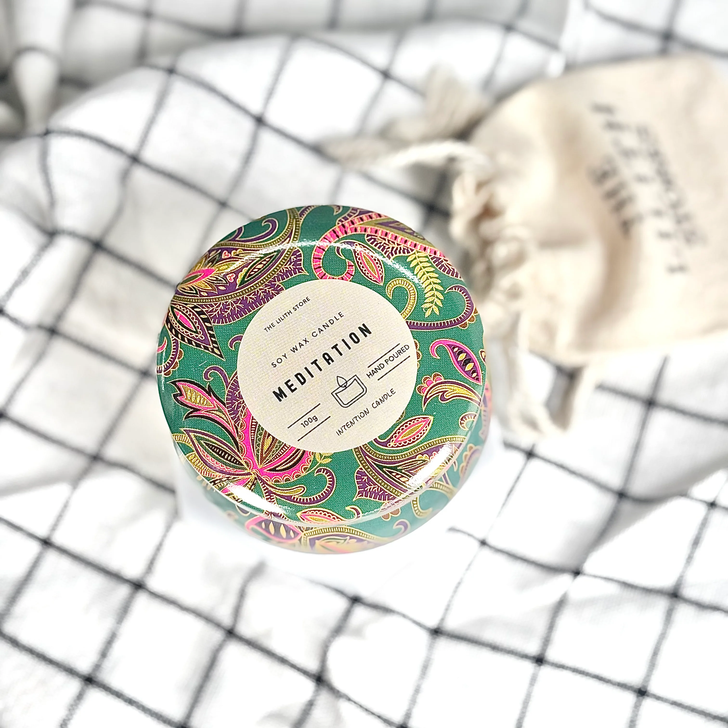 Meditation Tin Container Soy Intention Candle - 100 g - Image 5