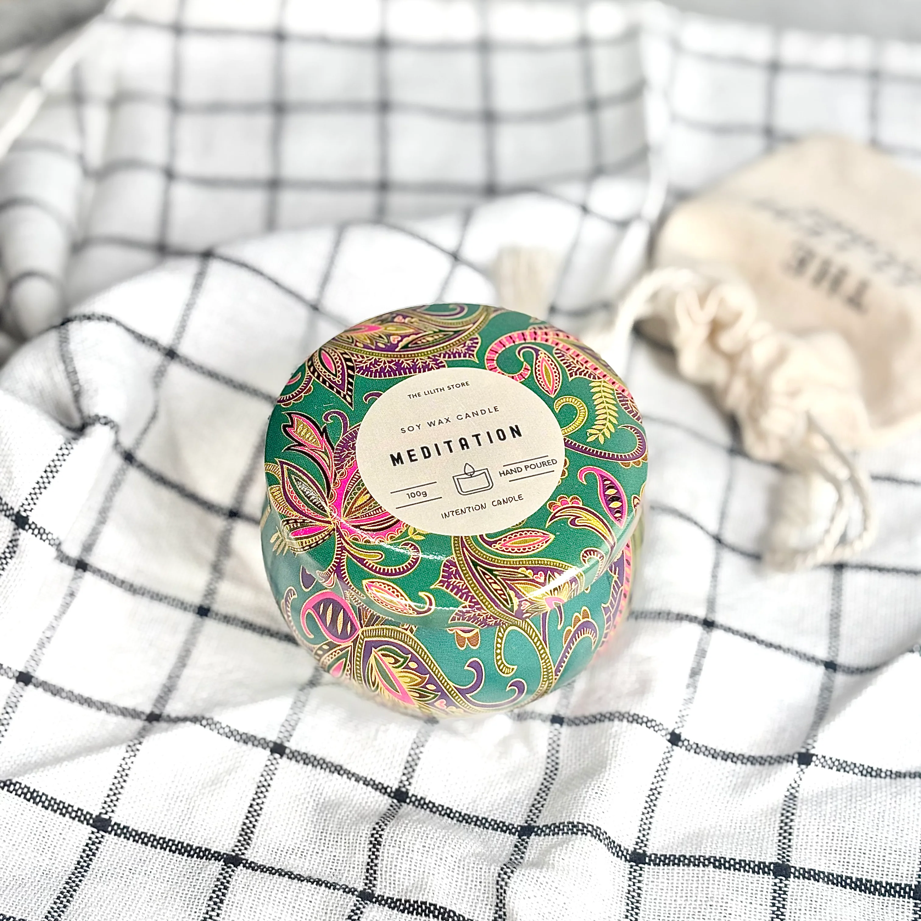 Meditation Tin Container Soy Intention Candle - 100 g - Image 6