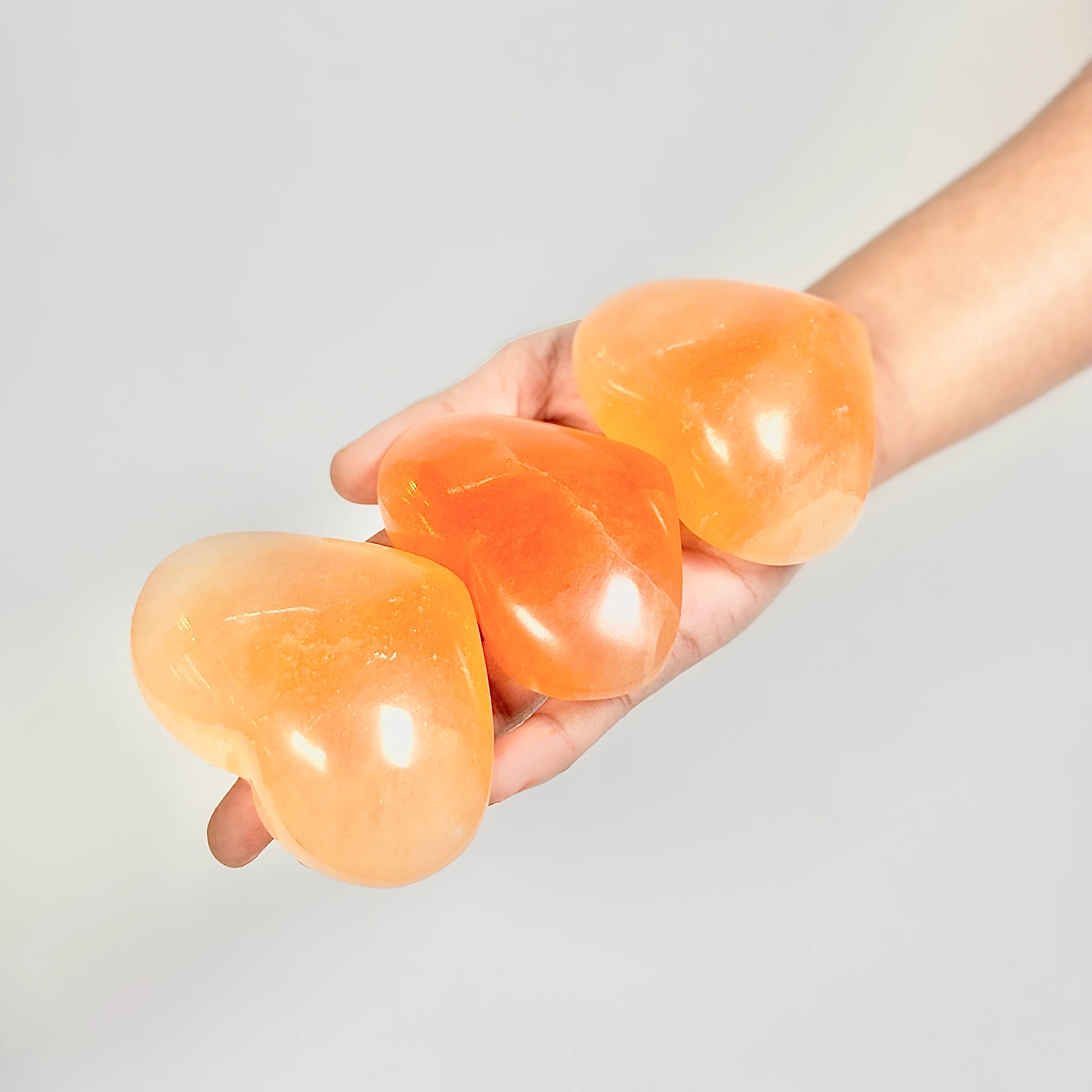 Medium Size Orange Selenite Heart (Satin Spar Selenite) | Stone for Spiritual work & Cleansing - Image 2