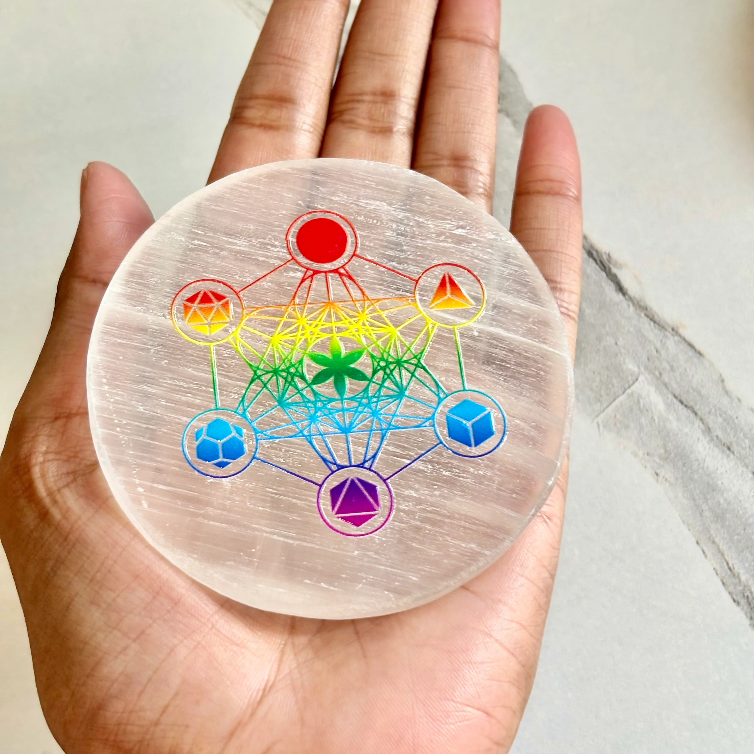 Metatron’s Cube Selenite Plate – Sacred Geometry for Energy Alignment & Spiritual Clarity - Image 2
