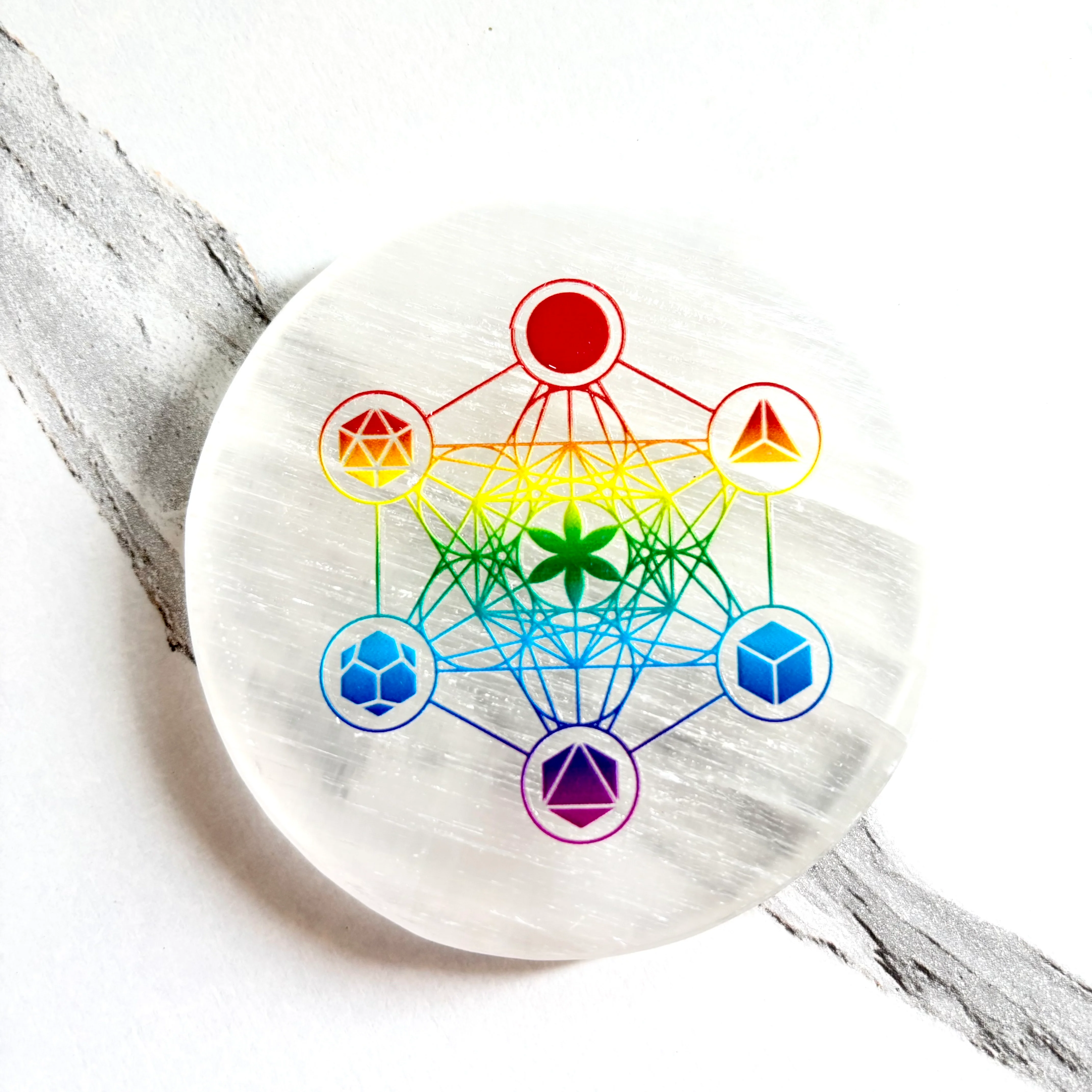Metatron’s Cube Selenite Plate – Sacred Geometry for Energy Alignment & Spiritual Clarity - Image 3