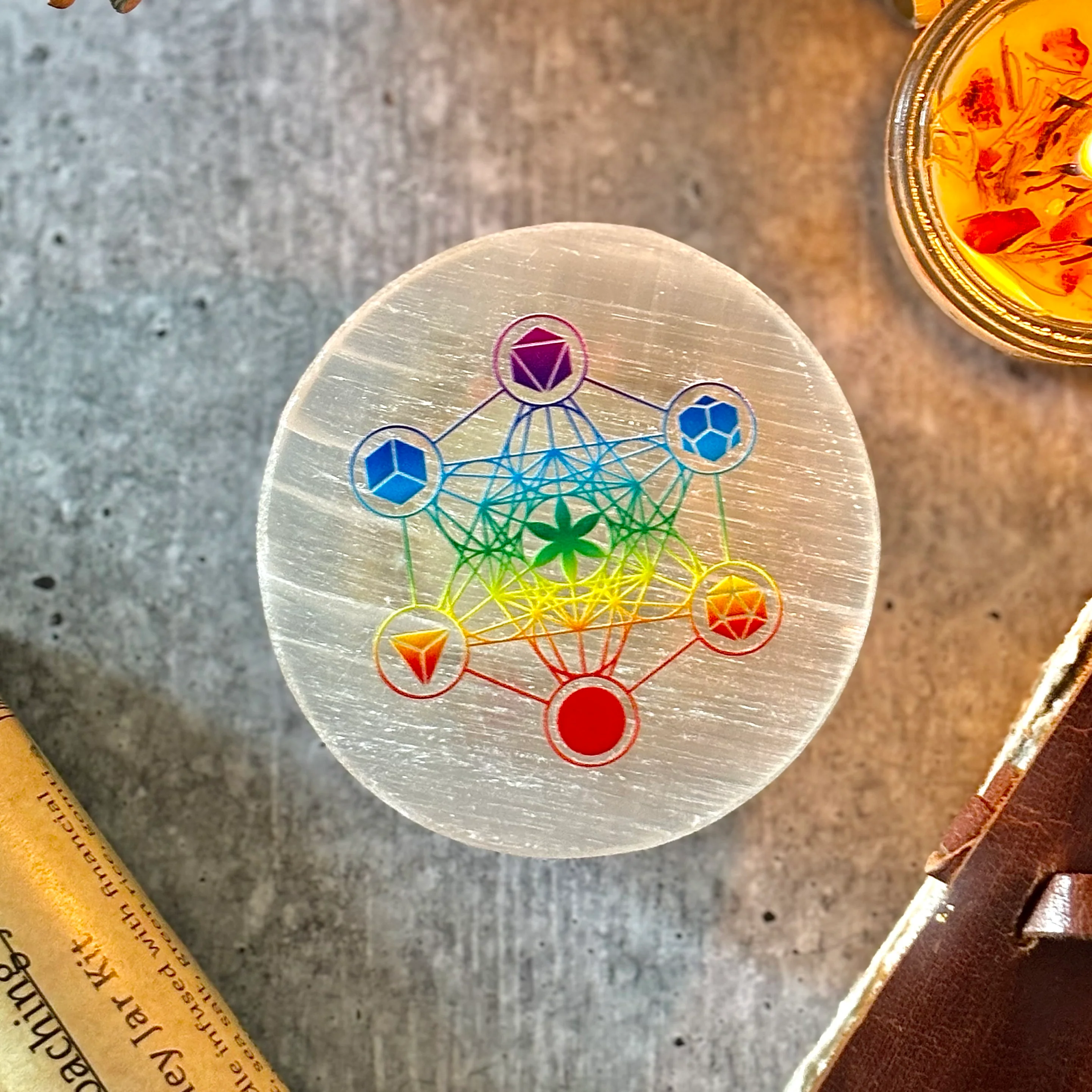 Metatron’s Cube Selenite Plate – Sacred Geometry for Energy Alignment & Spiritual Clarity - Image 4
