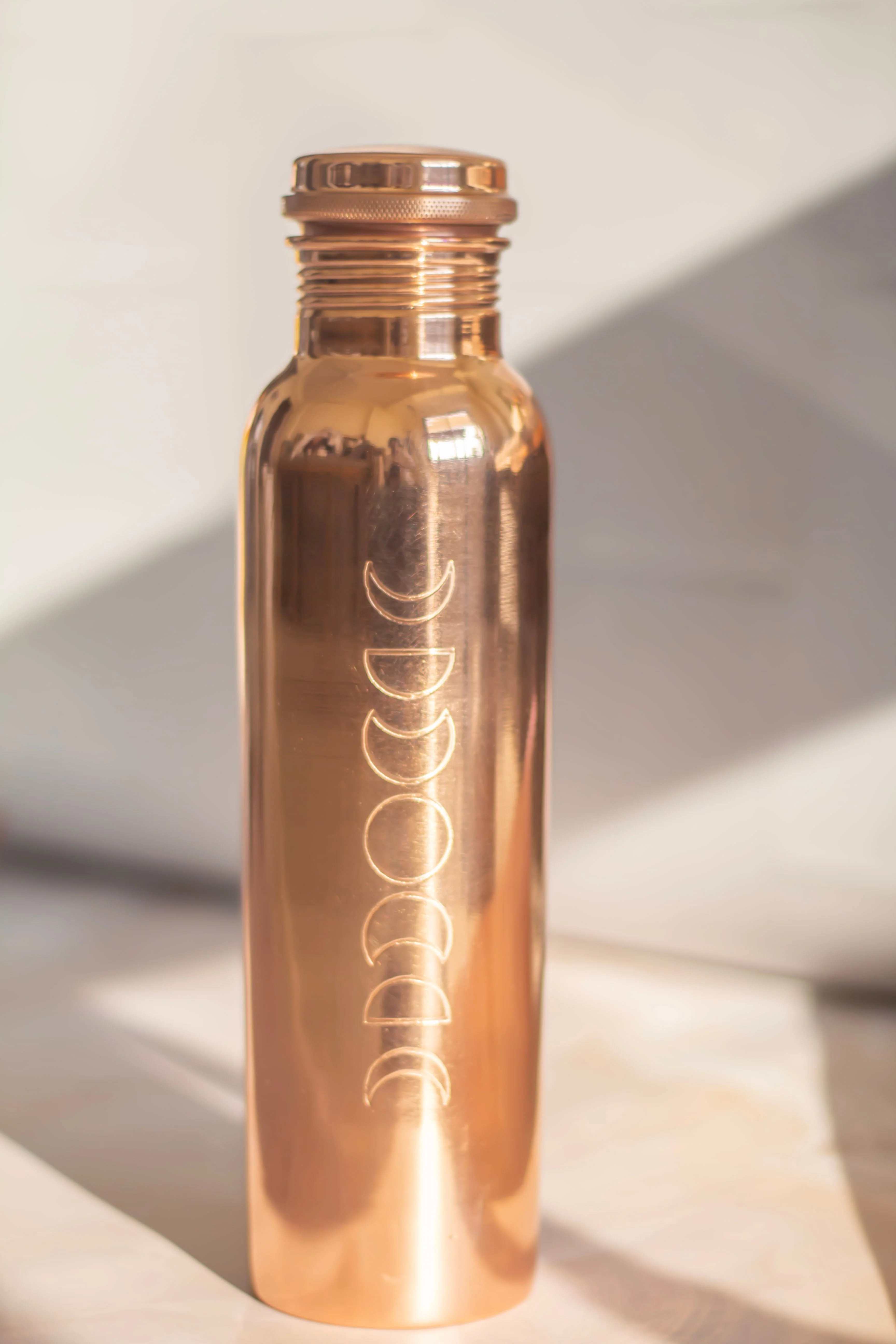 Moon Phase Carved Copper Bottle