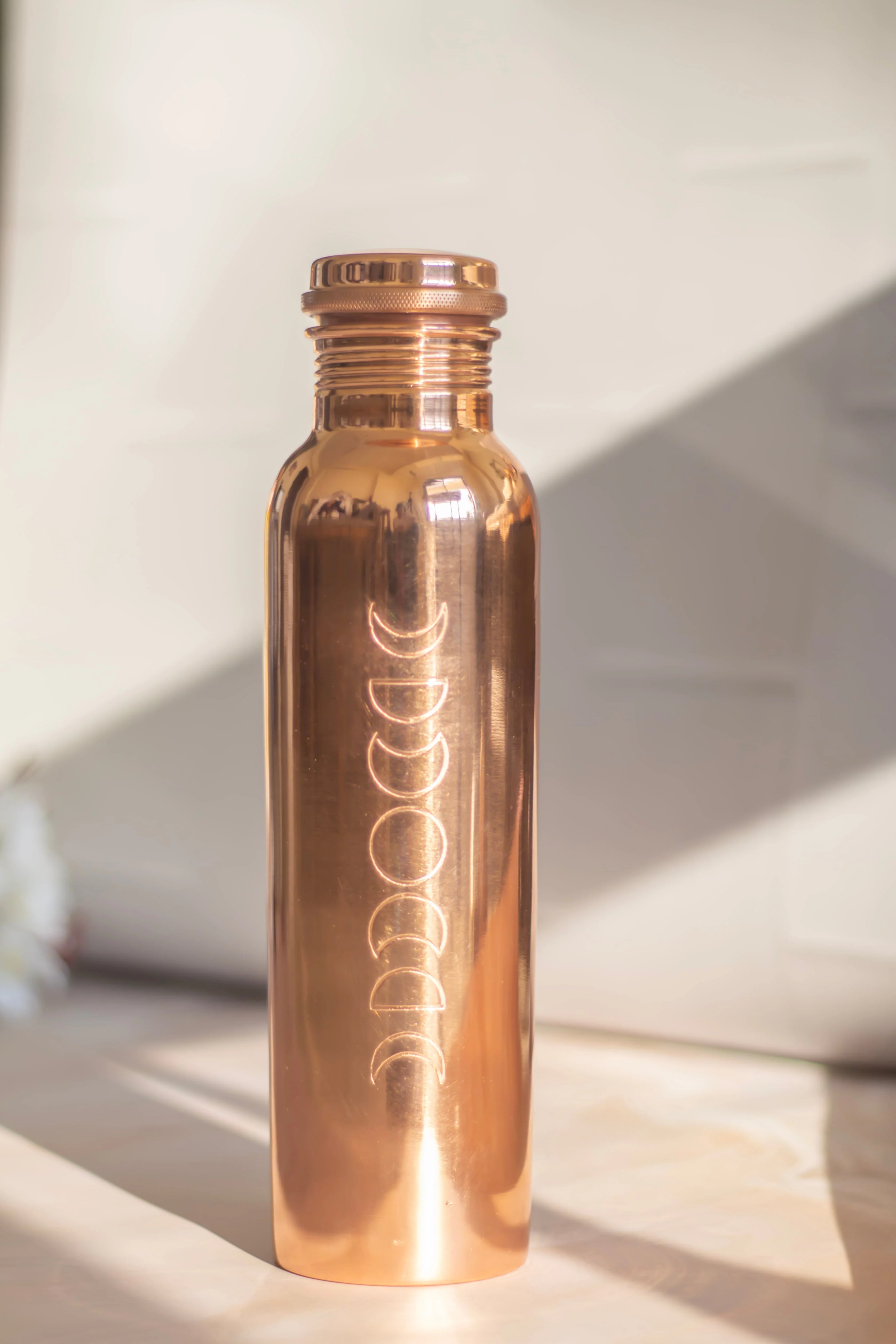 Moon Phase Carved Copper Bottle - Image 3