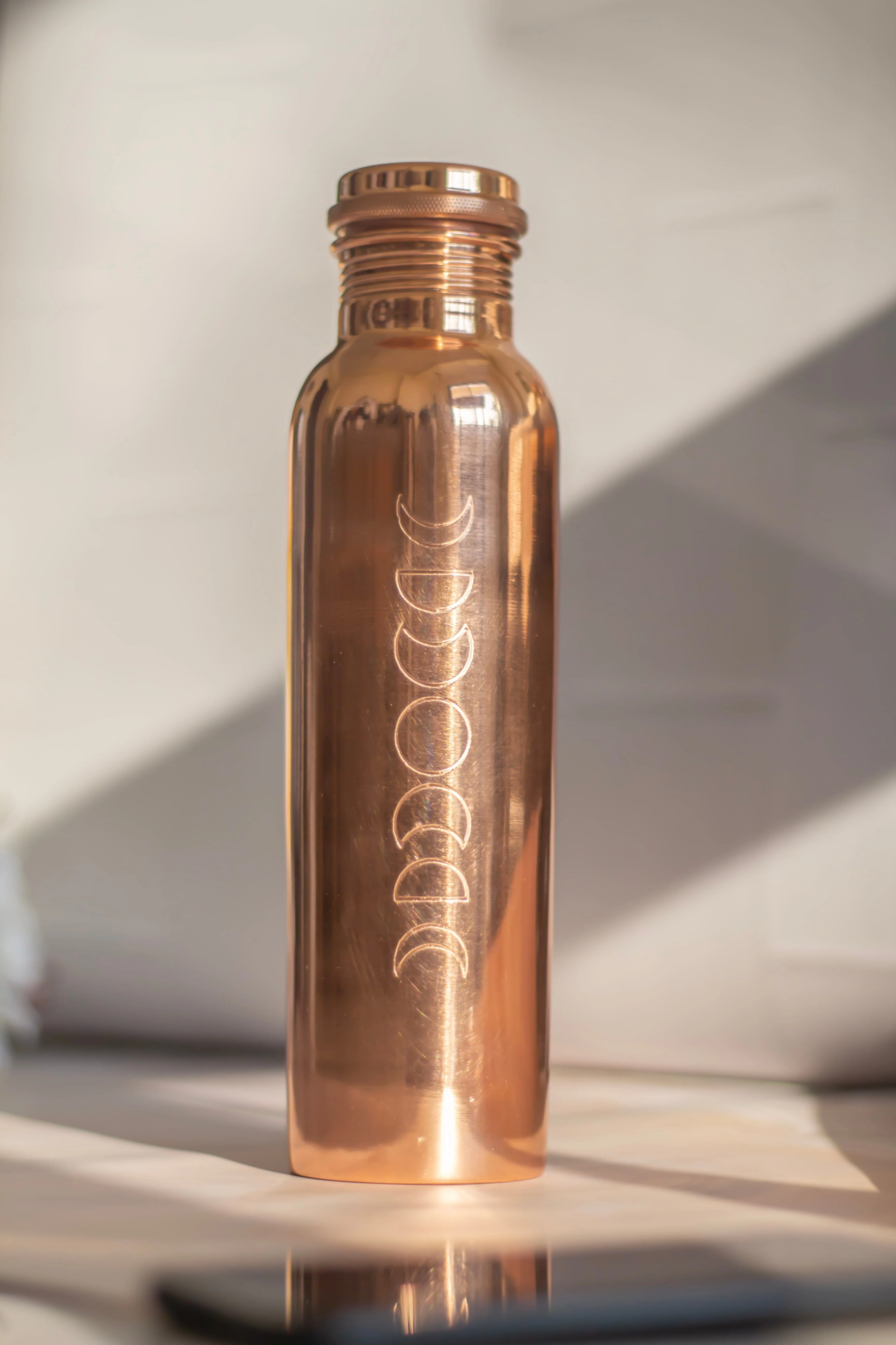 Moon Phase Carved Copper Bottle - Image 5
