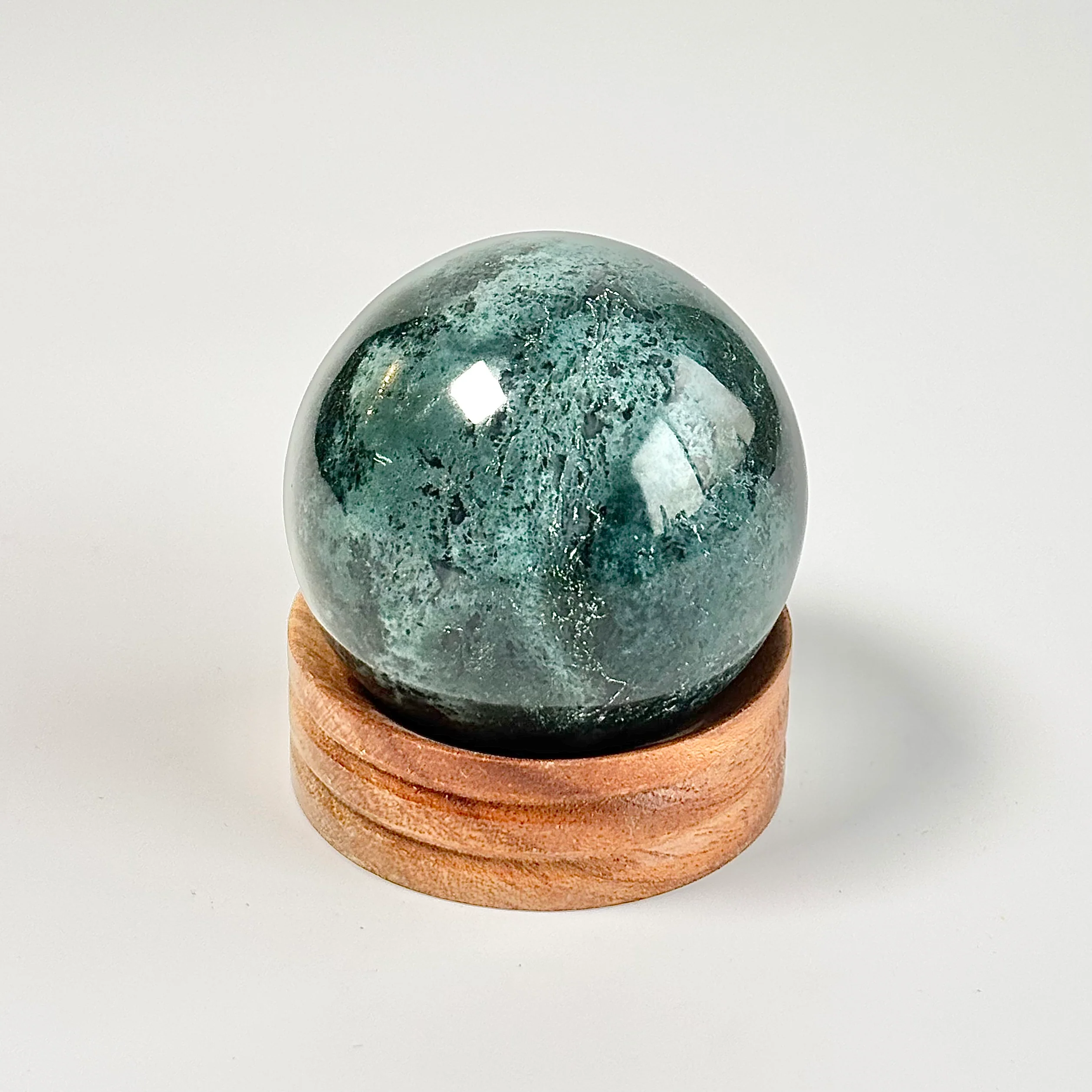 Moss Agate Sphere - Wealth & Abundance