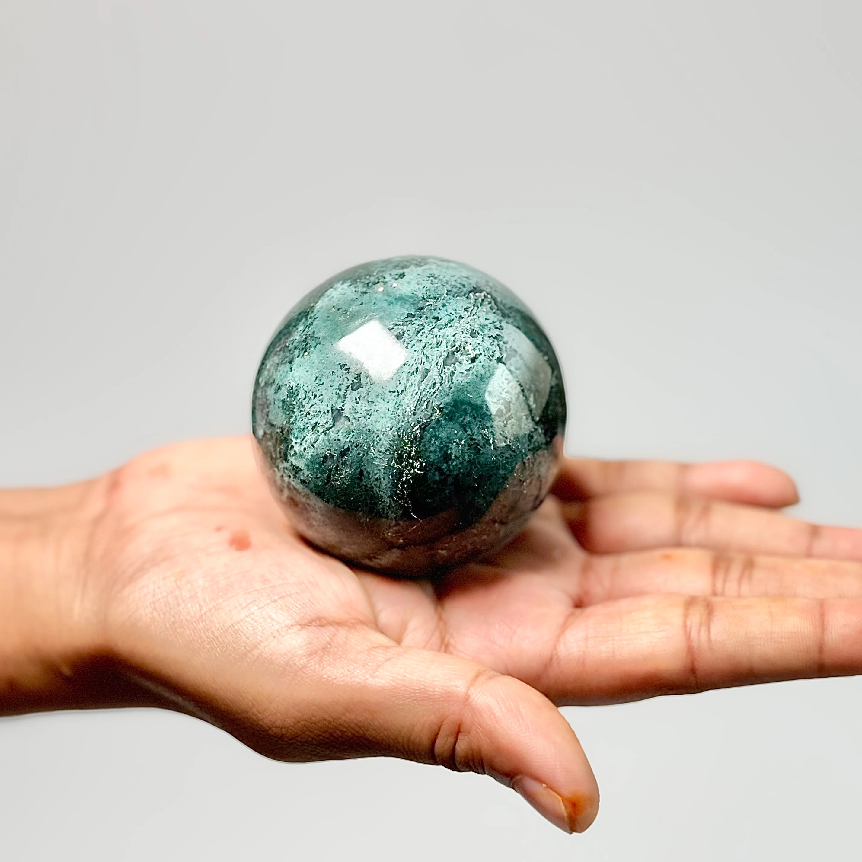Moss Agate Sphere - Wealth & Abundance - Image 2
