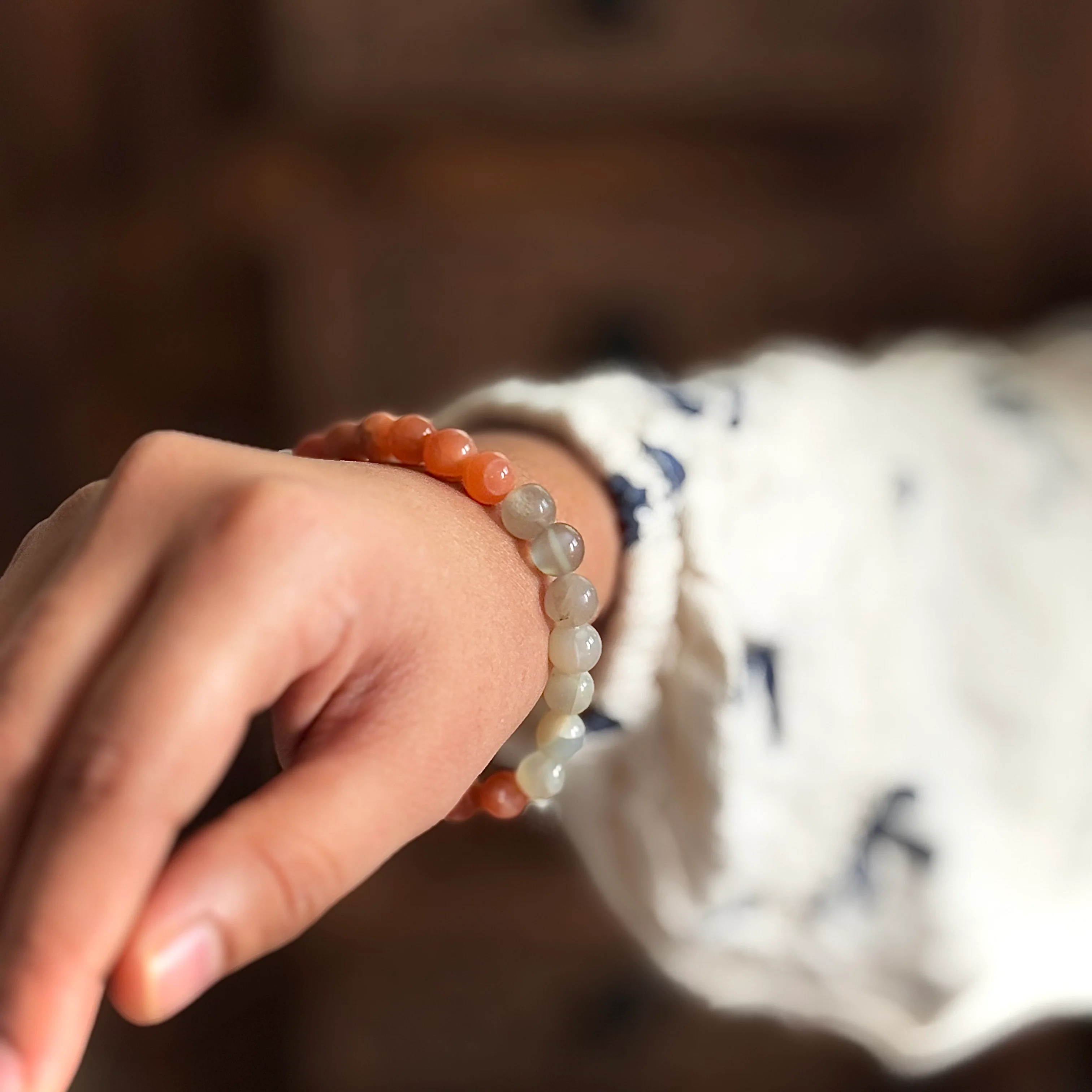 Multi Moonstone Bead Bracelet - 8mm